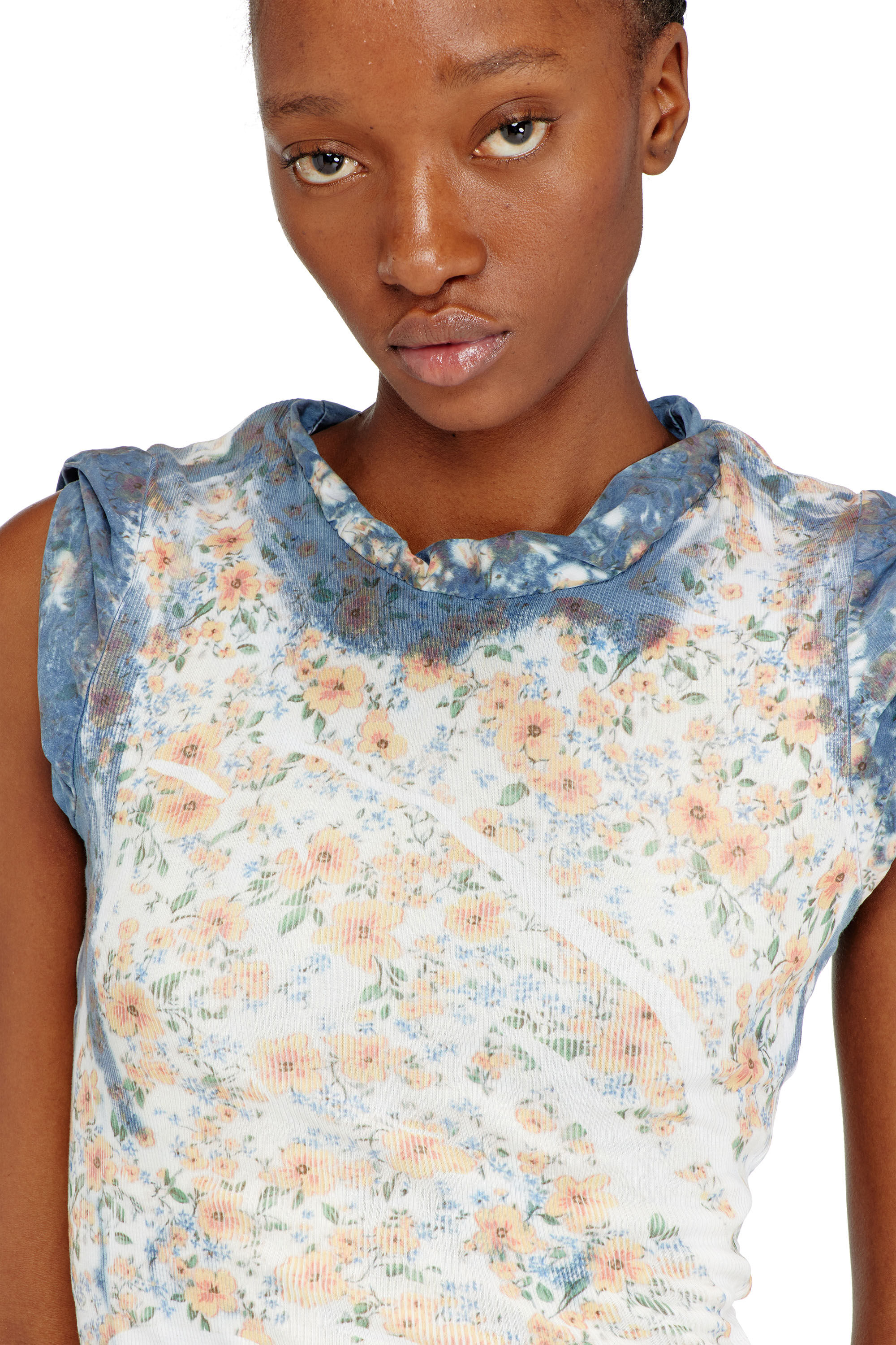 Diesel - D-AYANA, Woman's Layered short dress with floral X-ray effect in null - 5