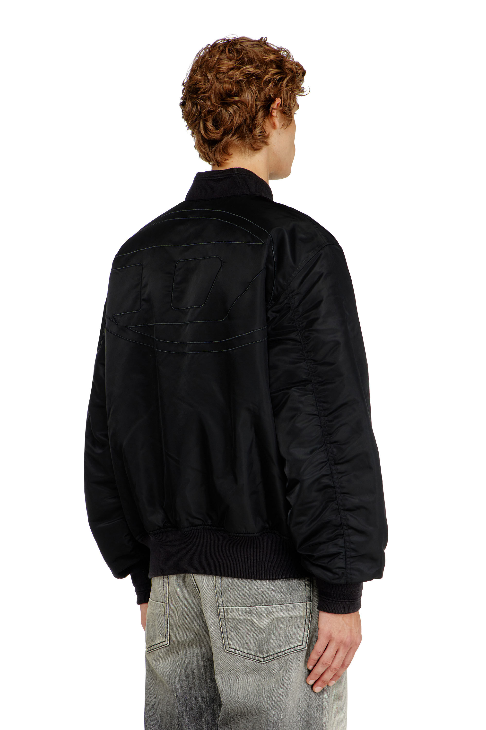 Men's Padded bomber jacket with Oval D embroidery | Black | Diesel