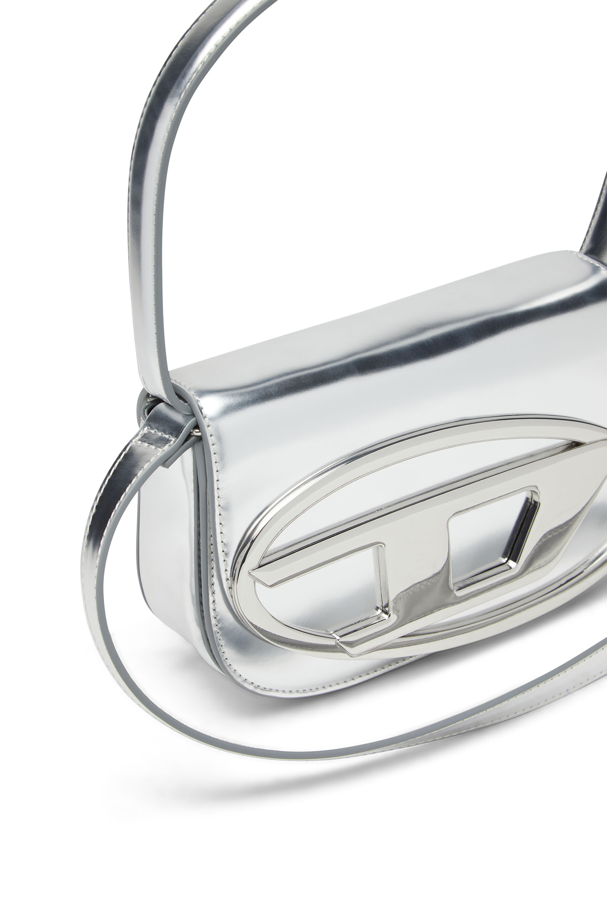 1DR, Silver Diesel - 1DR, Woman's 1DR-Iconic shoulder bag in mirrored leather in Silver - 5