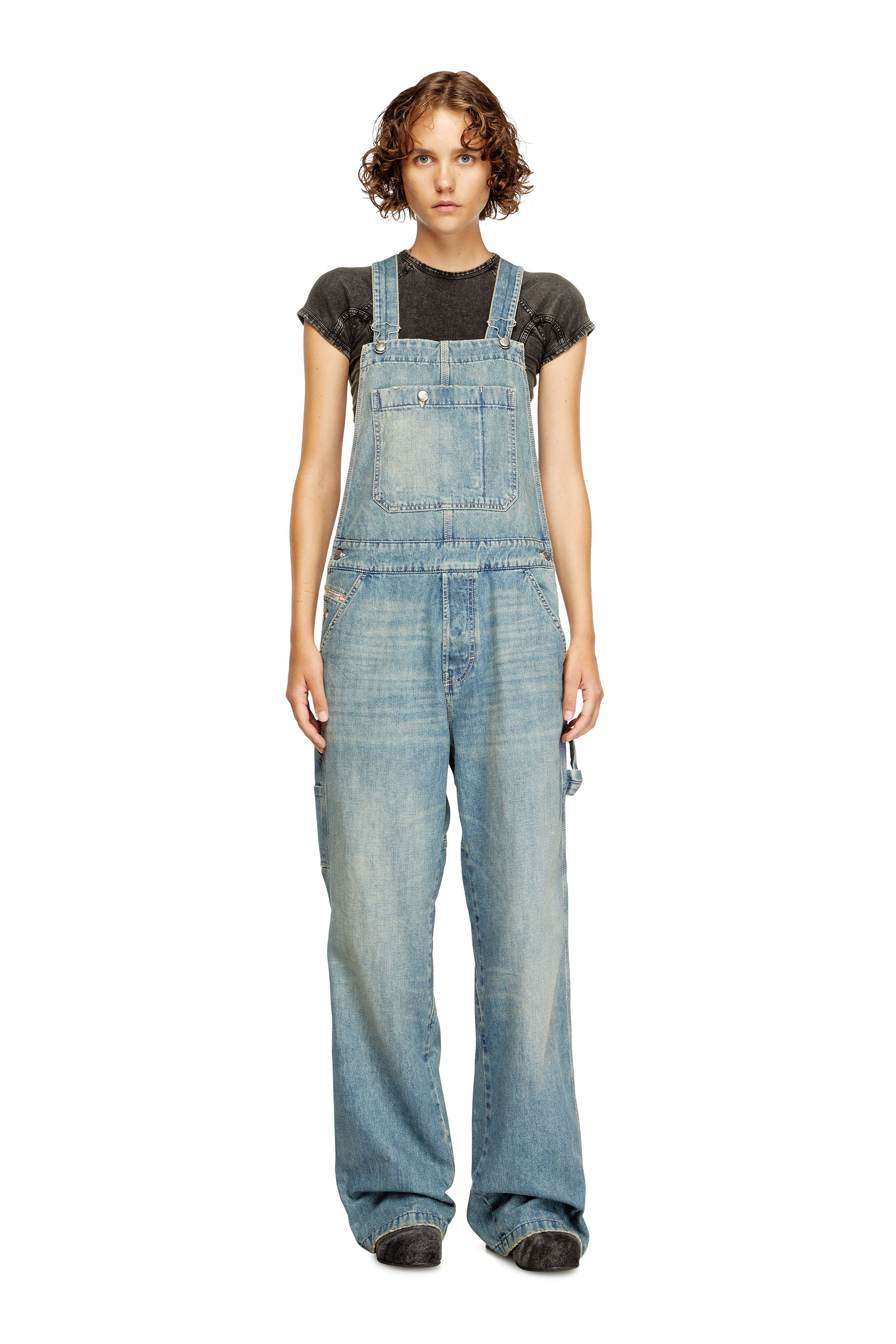 Diesel - D-FRAMU-U, Unisex's Utility-style denim dungarees in Light Blue - 6