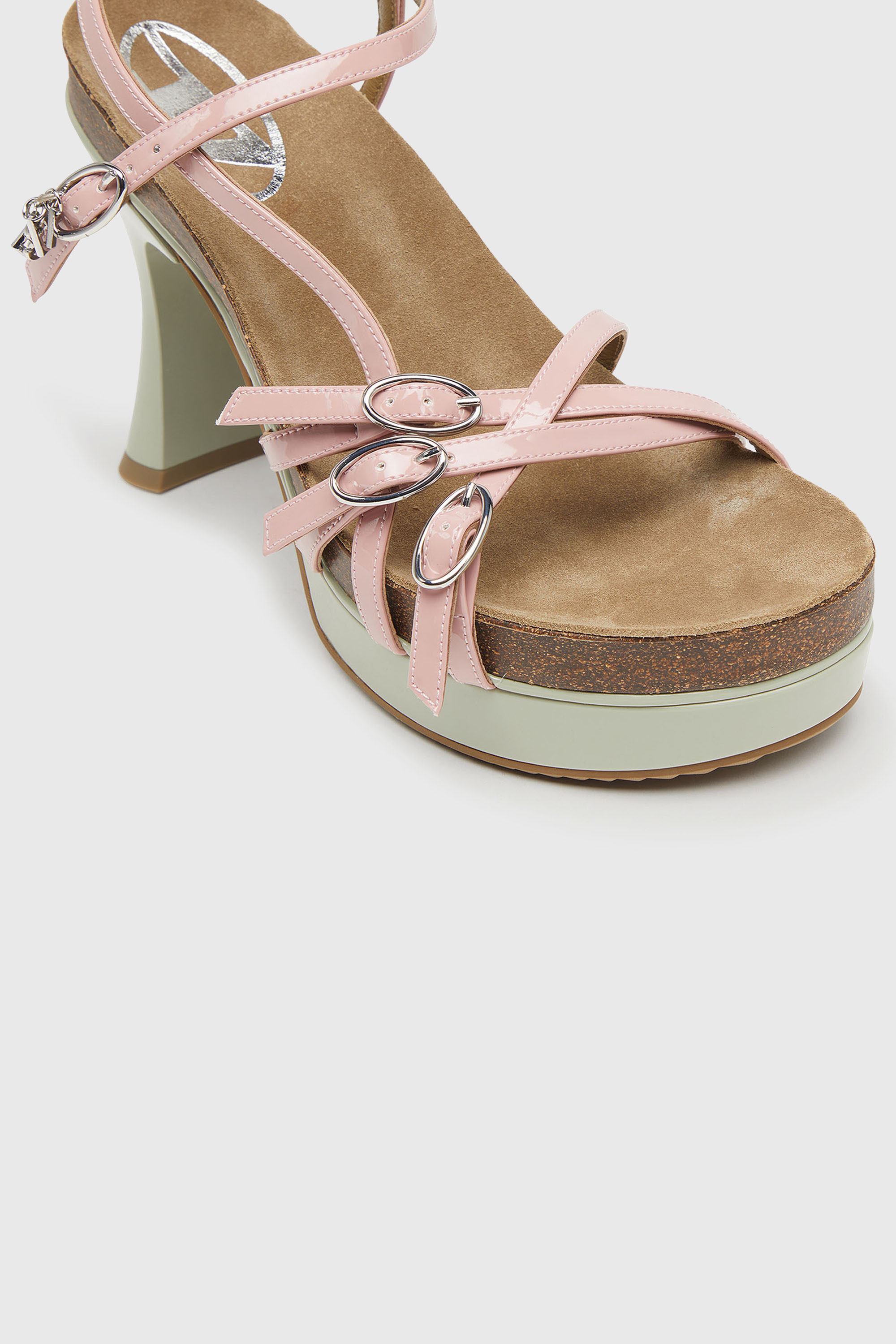 Women's D-Woodstock-Strappy platform sandals in glossy PU