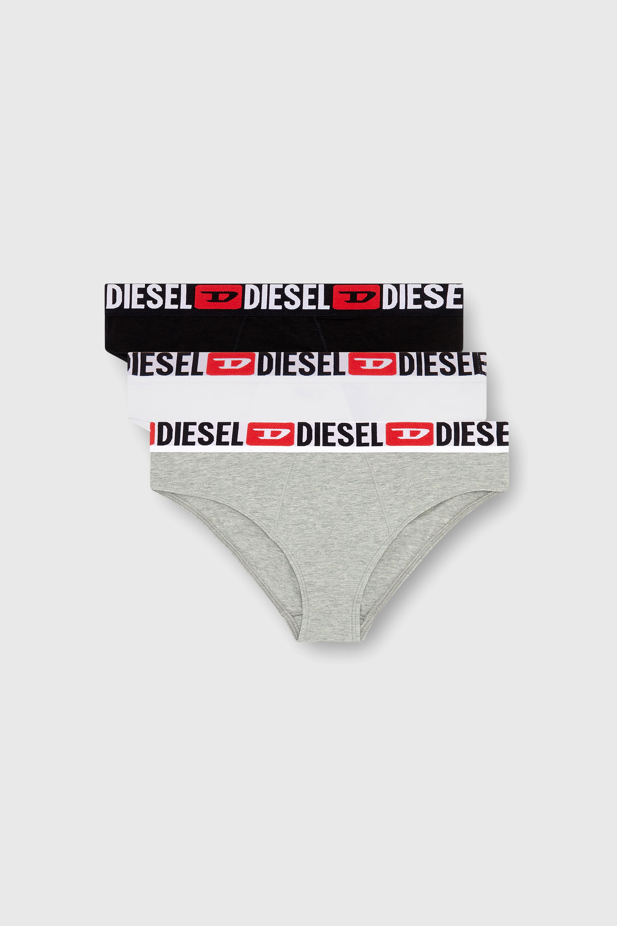 Diesel - UFPN-BLANCA-R-THREEPACK, Woman's Three-pack ribbed high-waisted briefs in Grey/White - 1