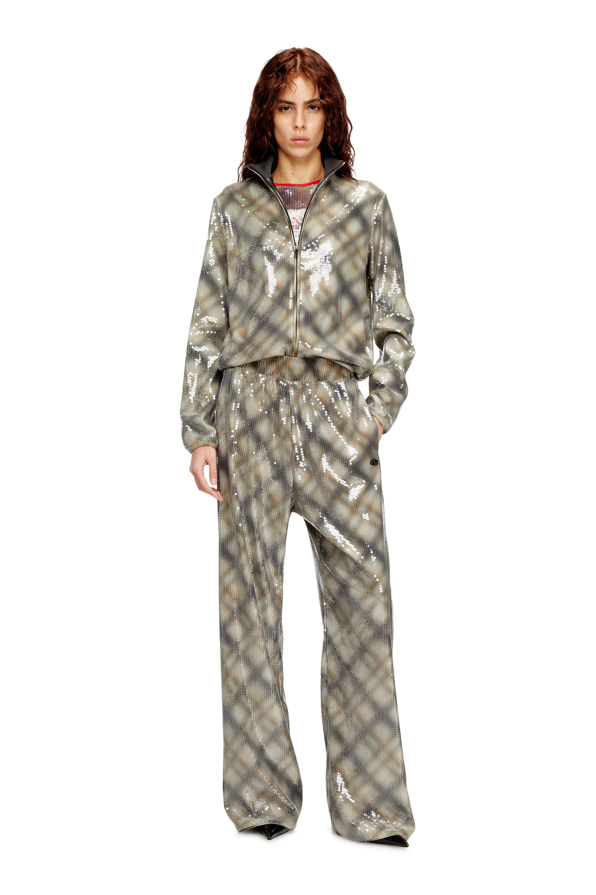 Diesel - P-ERQUEEN, Woman's Sequined pants in with plaid design in null - 2