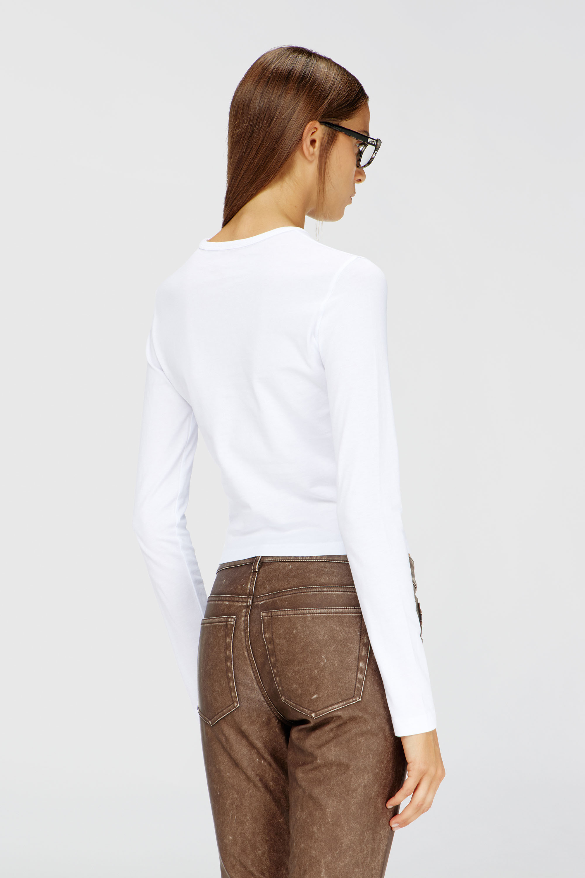 Diesel - T-UNCUTIE-LONG-LS-OD, Woman's Long-sleeve top with Oval D cut-out in White - 4