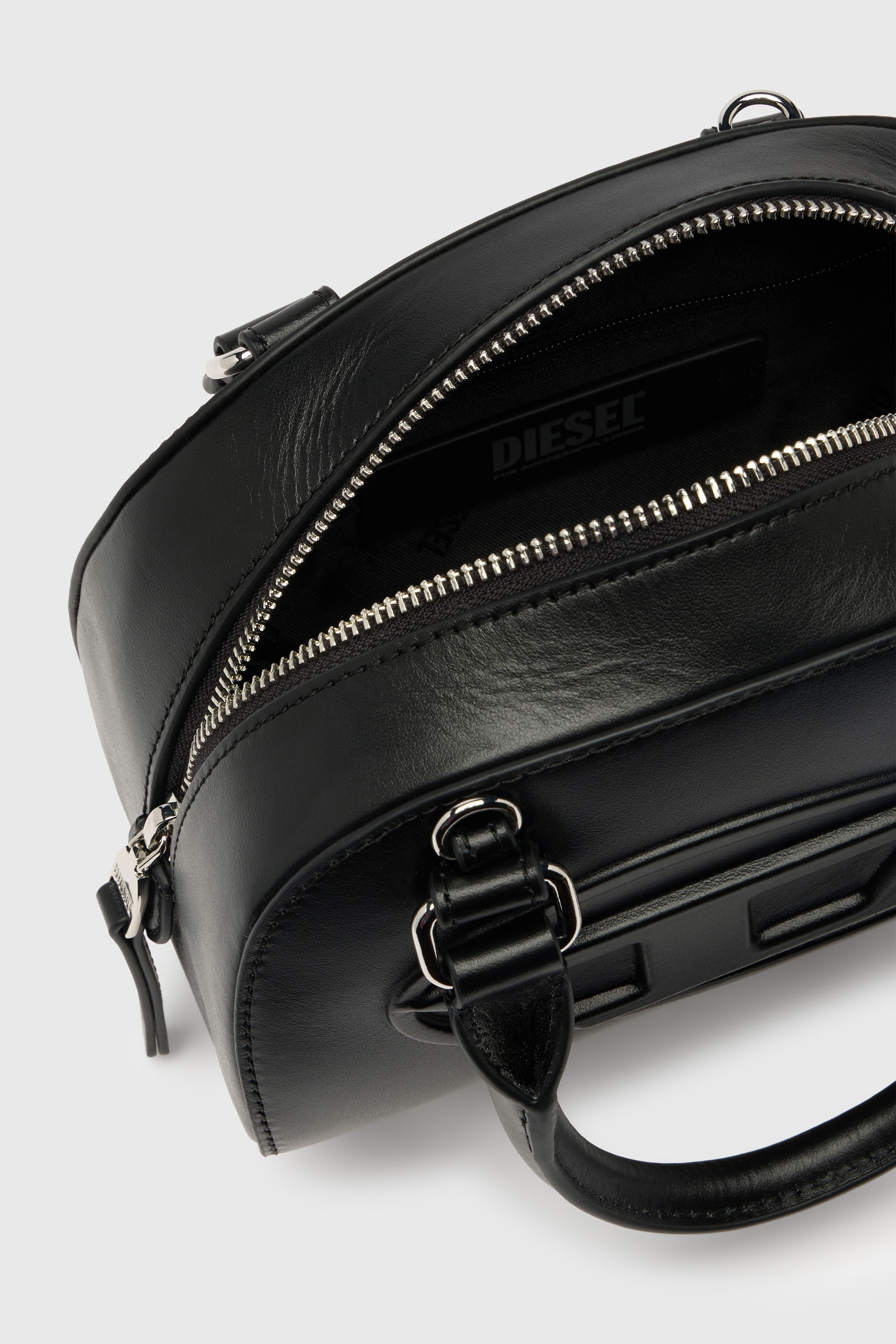 Diesel - 1DR DOME CROSSBODY, Woman's 1DR Dome-Leather Small bowling bag in Black - 6