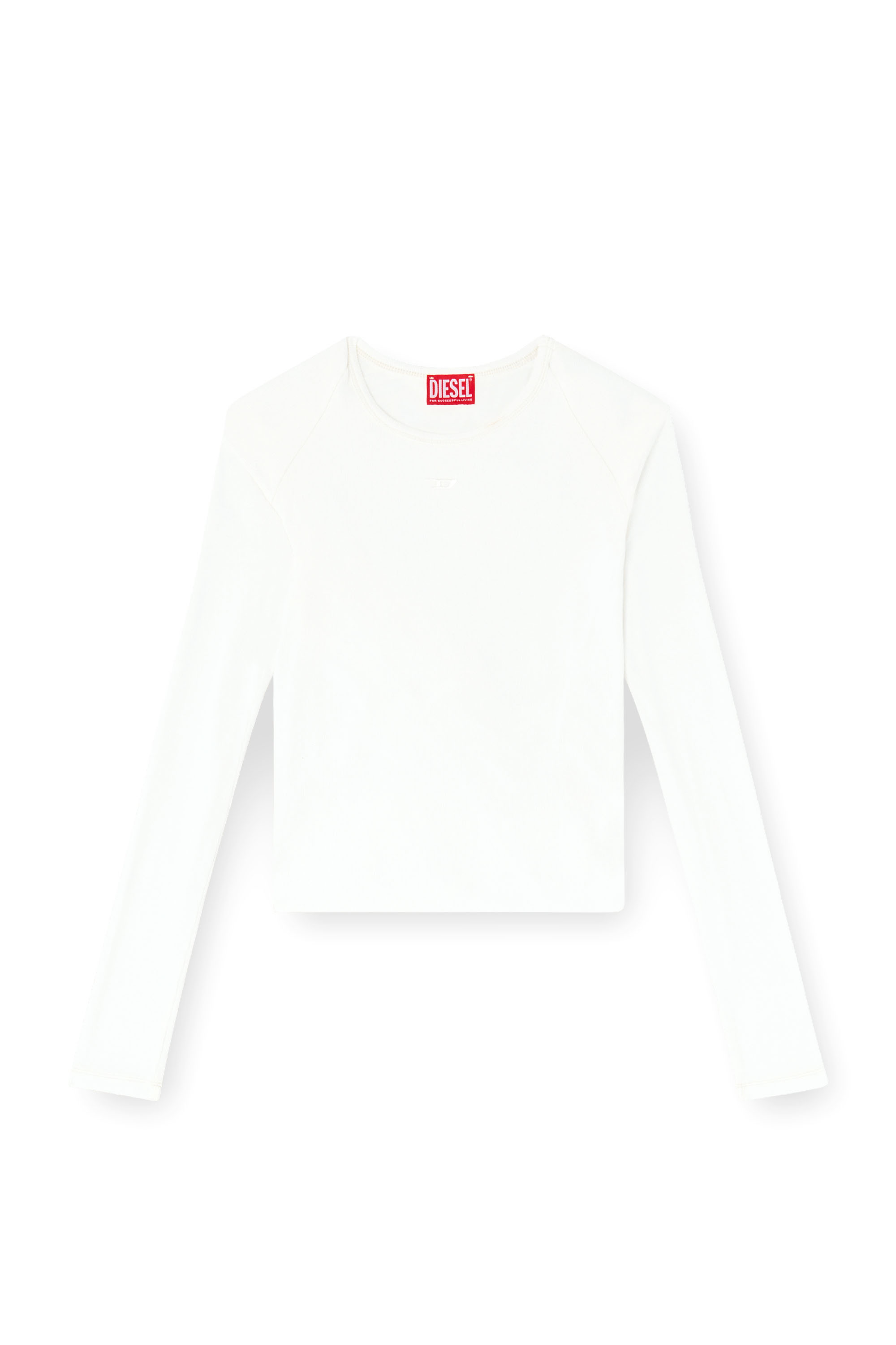 Diesel - T-ASAY-PL, Woman's Rucked-up long-sleeve T-shirt in double-layer jersey in White - 2