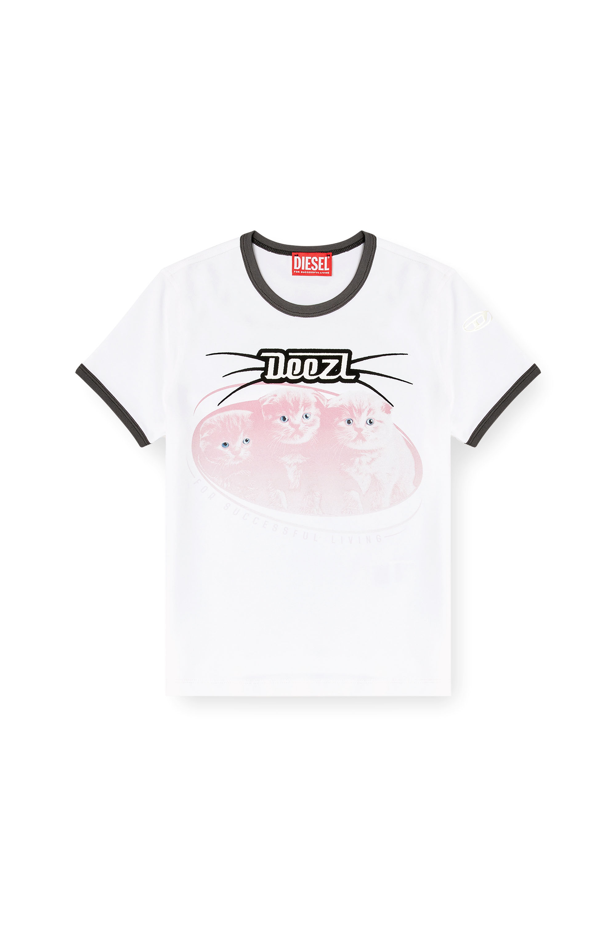 Diesel - T-UNCUTIES-LONG-R13, Woman's Cotton T-shirt with flock print in null - 3