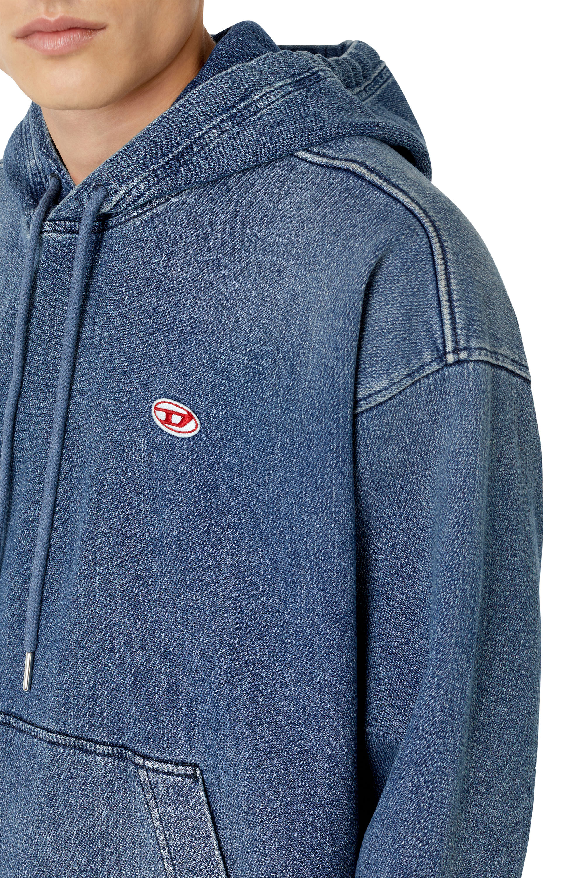 Diesel - D-UM-RIB TRACK DENIM HOODIE, Medium blue - Image 5