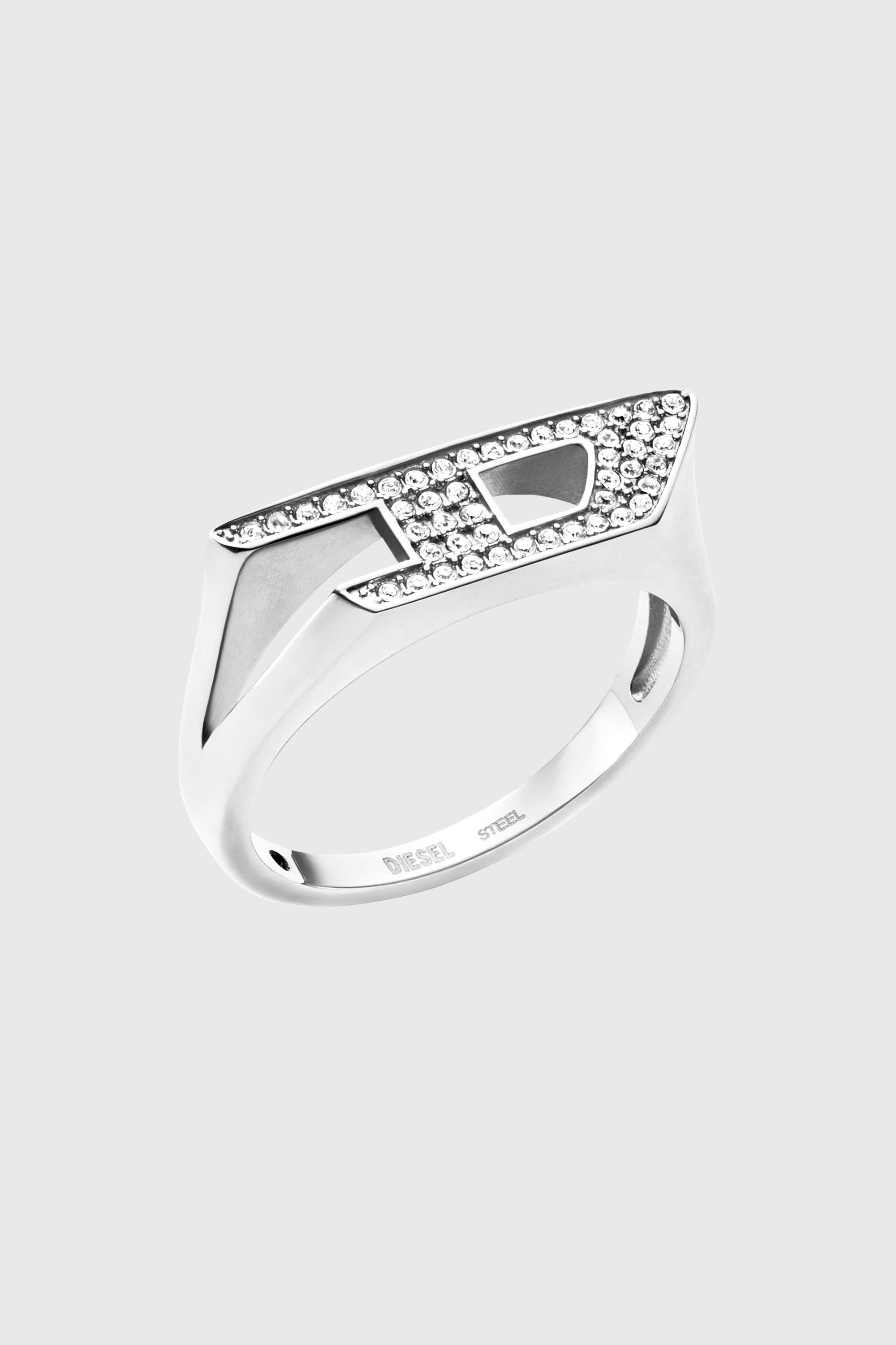 Diesel - DX1629040 JEWELLERY, Unisex's Stainless steel glitz signet ring in Silver - 1