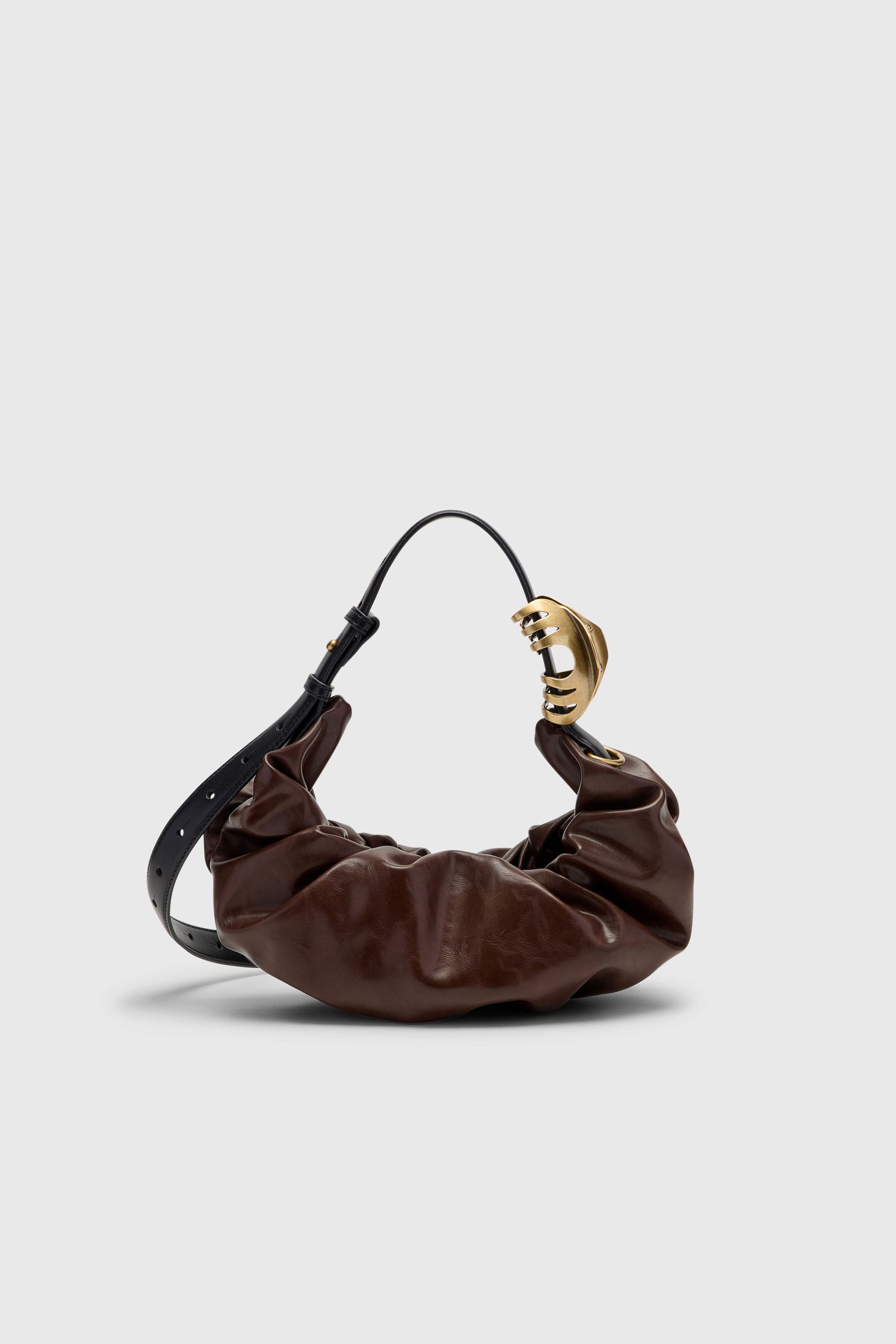 Diesel - GRAB-D HOBO S, Woman's Grab-D-Small scruched hobo bag in Dark Brown - 3