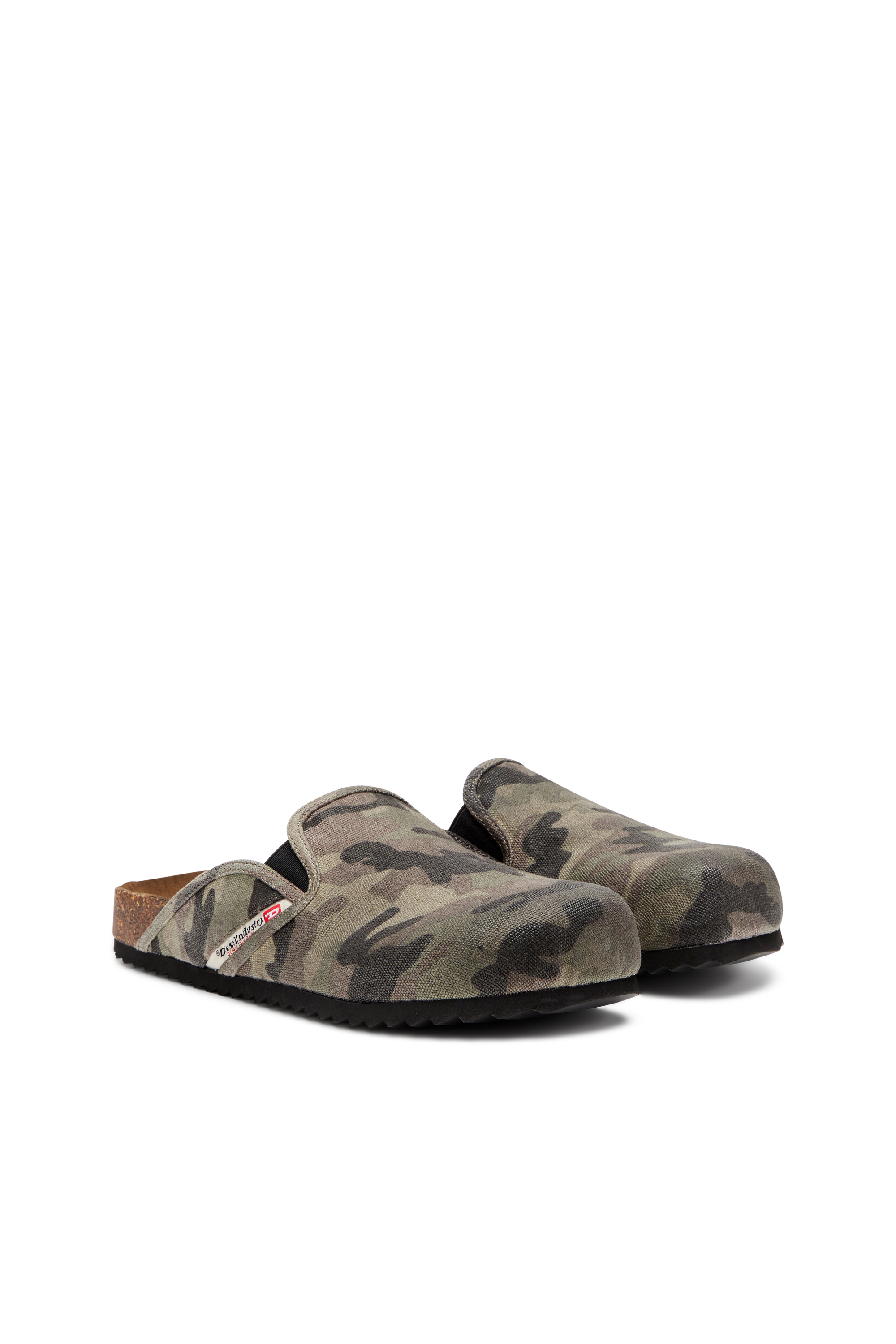 Diesel - D-WOODSTOCK SLIP-ON, Man's D-Woodstock-Camo-canvas mules in Military Green - 2