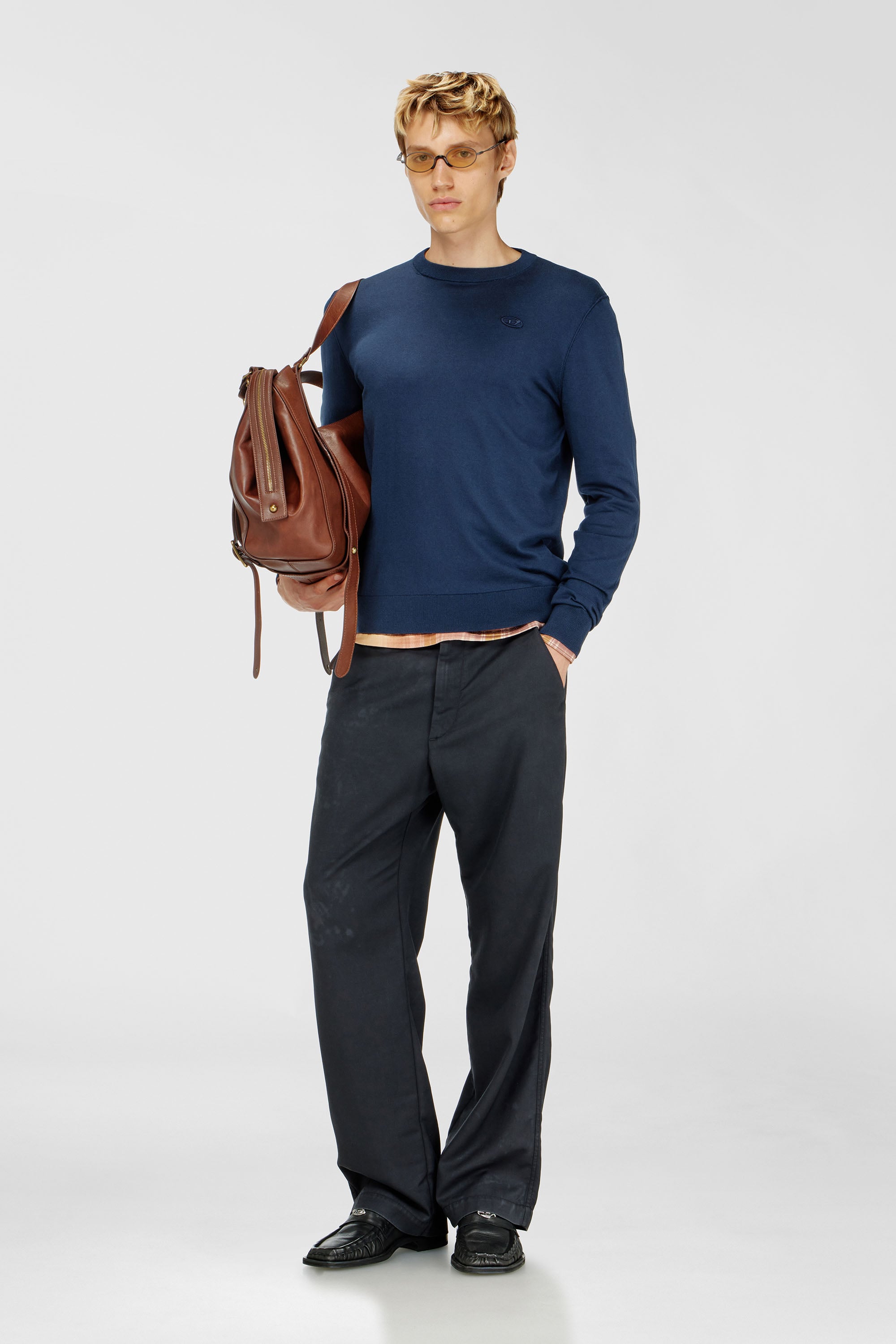 Diesel - K-FREEX-TAG-T92, Man's Cotton knitwear with tonal logo in Blue - 2