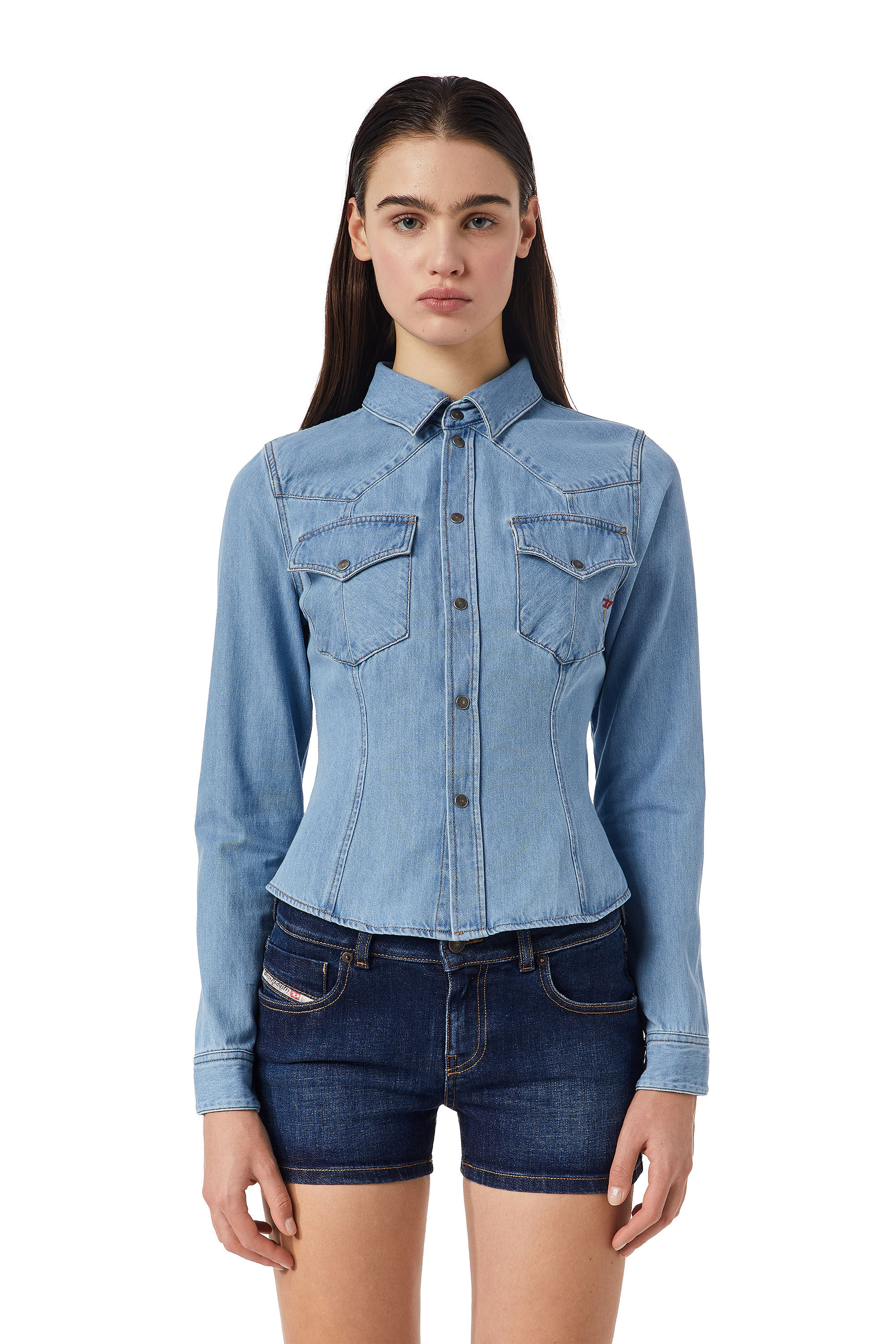 Diesel - DE-RIN WESTERN SHIRT, Medium blue - Image 1