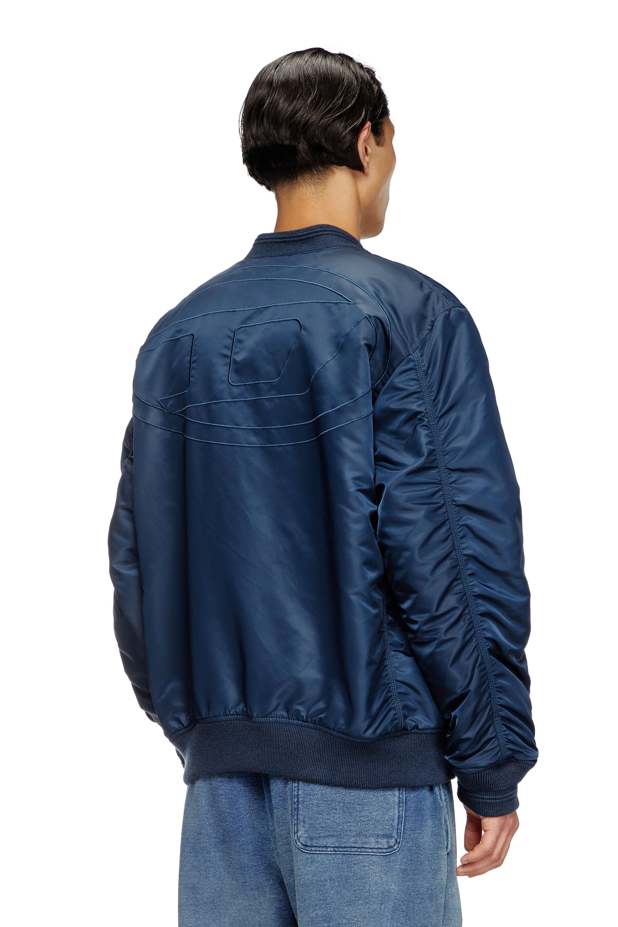 Diesel - J-HELD, Man's Bomber in padded nylon with Oval D in Blue - 4