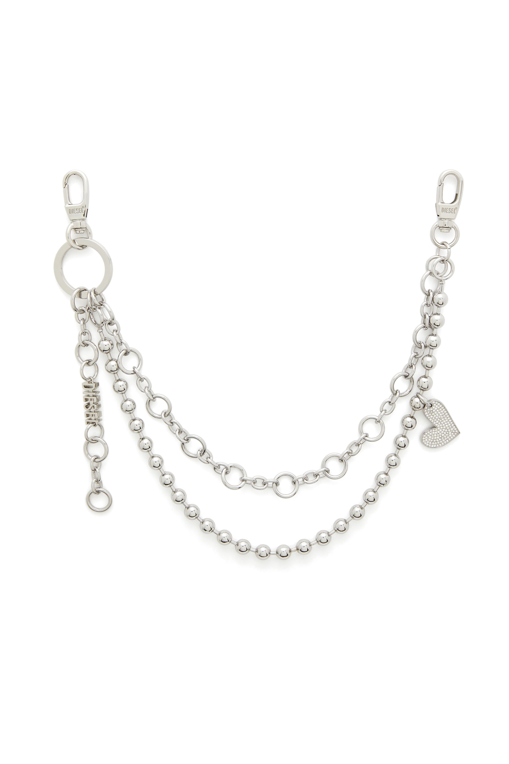Diesel - CHAIN-D M, Woman's Metal charm chain with heart pendant in Silver - 1