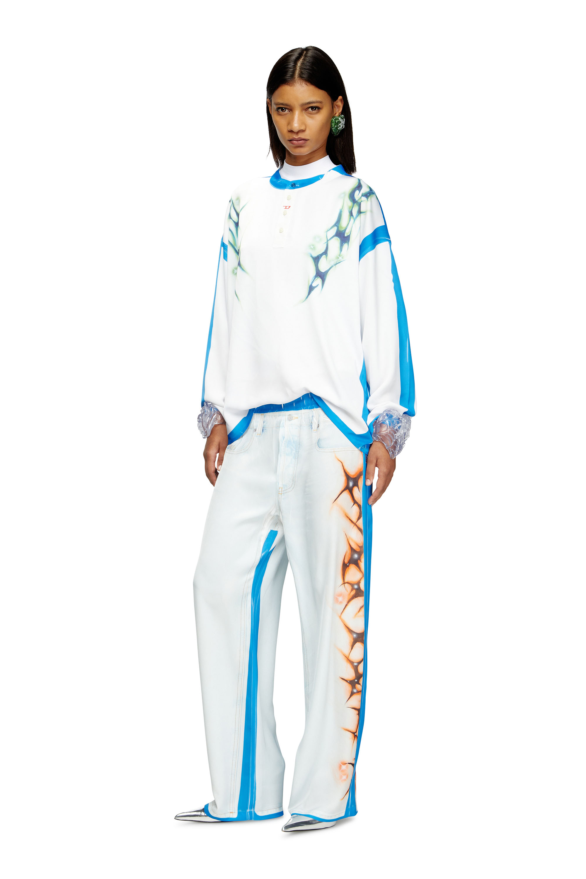 Diesel - P-AFTER-GRAFFITI-JAP, Unisex's Relaxed pant with graffiti print in Blue/White - 6