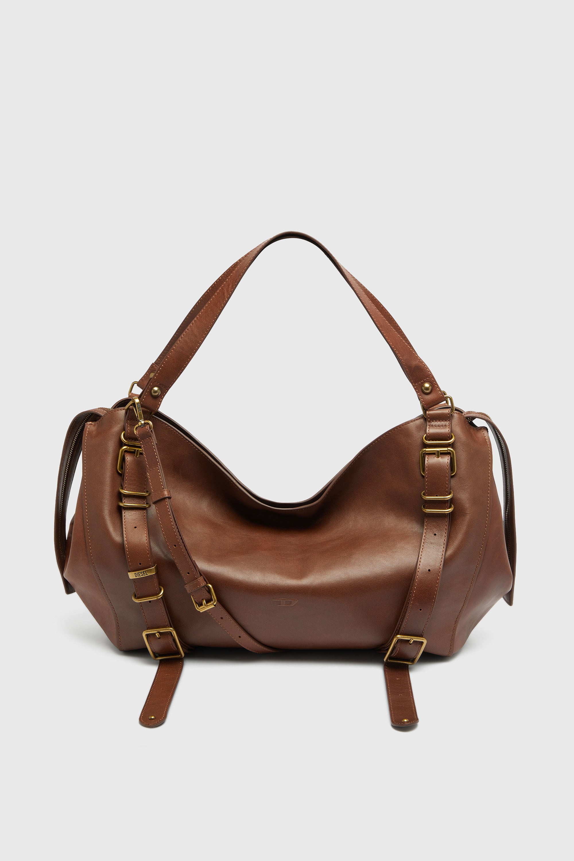 Diesel - D-ONE TOPHANDLE L, Unisex's D-One-Large top-handle bag in treated leather in Brown - 1