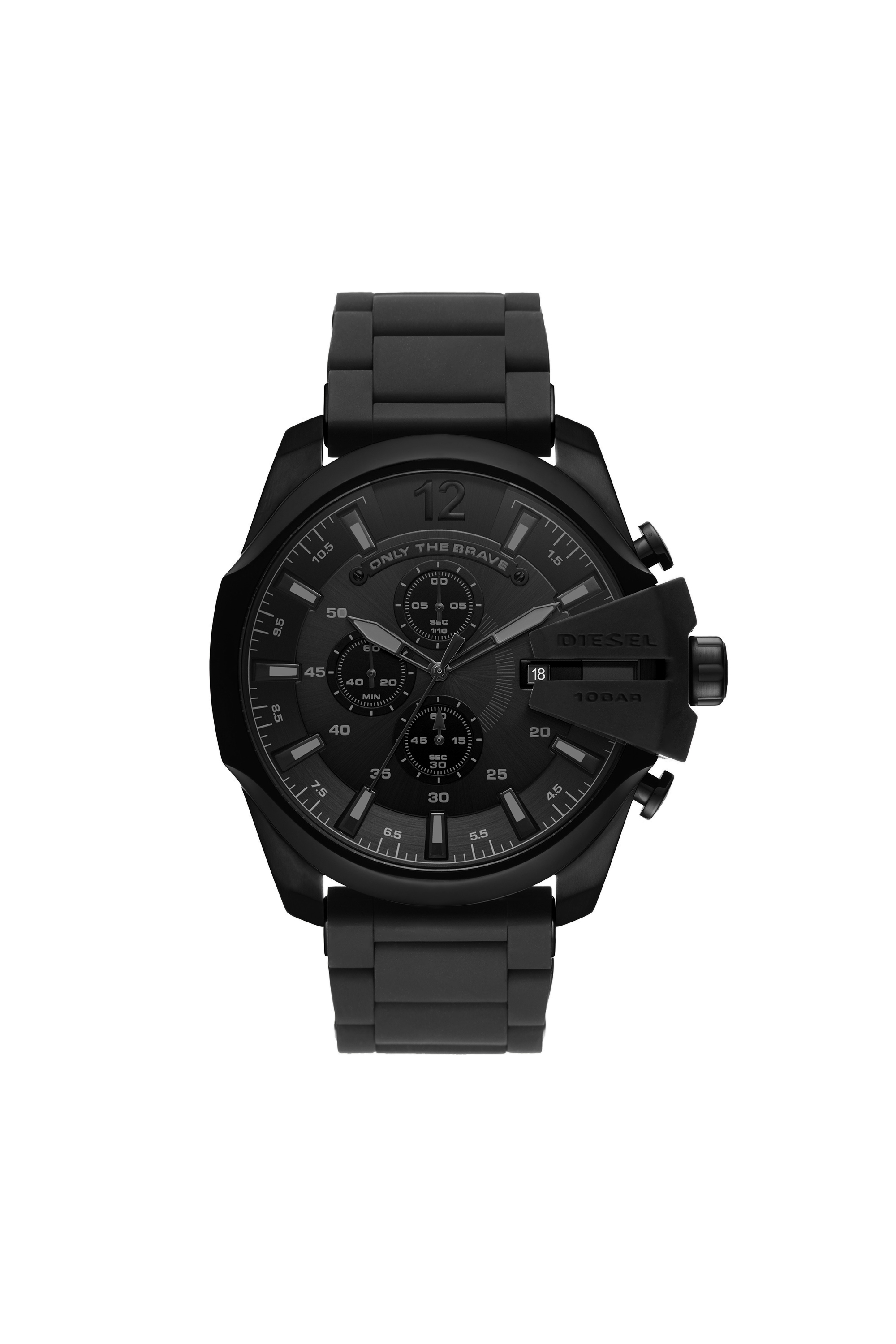 Diesel - DZ4486, Man's Mega Chief chronograph watch in black stainless steel and silicone in Black - 1