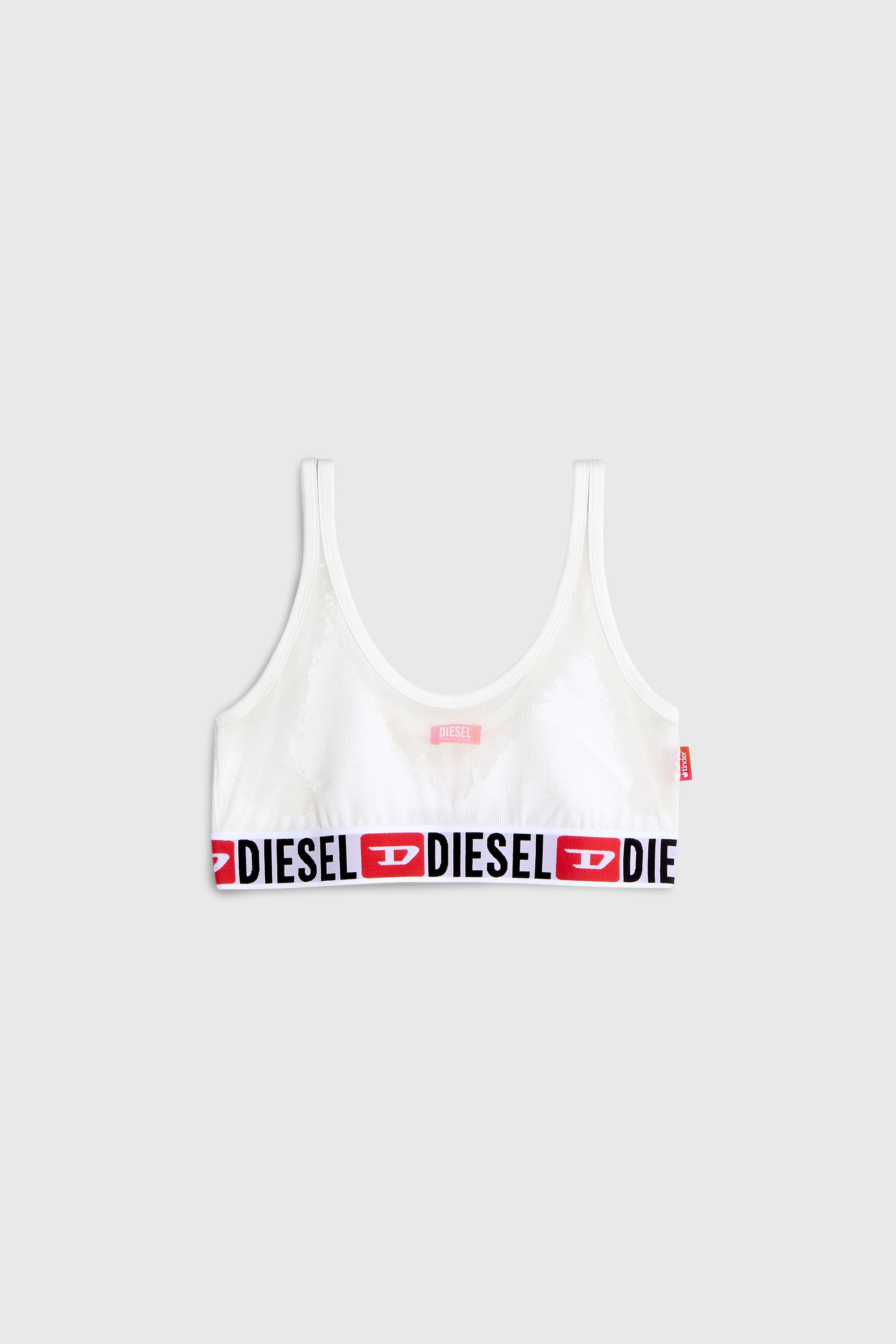Diesel - PR-ORIBA-D-CORE, Woman's Bralette with sheer devor&eacute; effect in White - 2