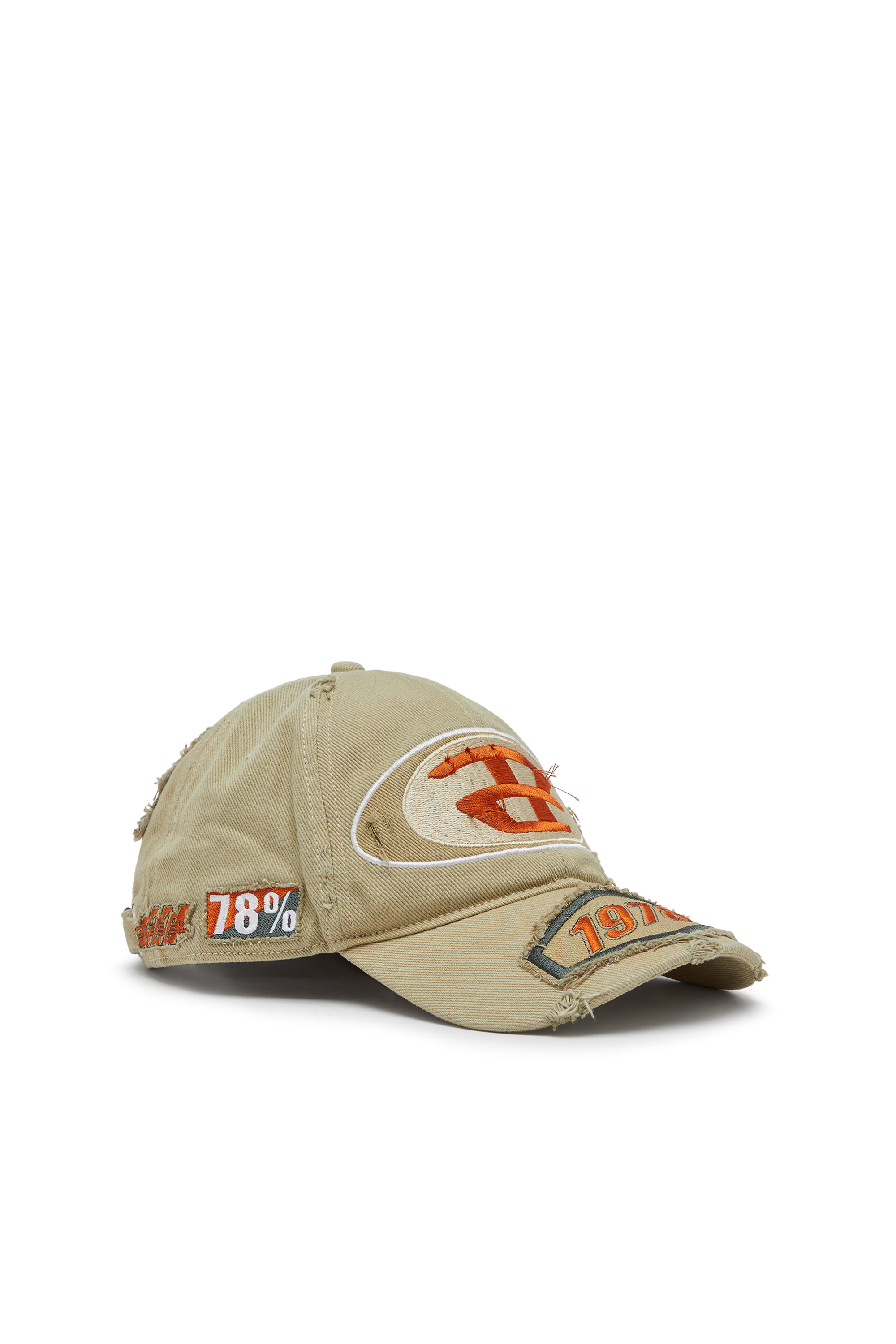 Diesel - C-BRAFF, Man's Baseball cap with embroidered patches in Light Brown - 1