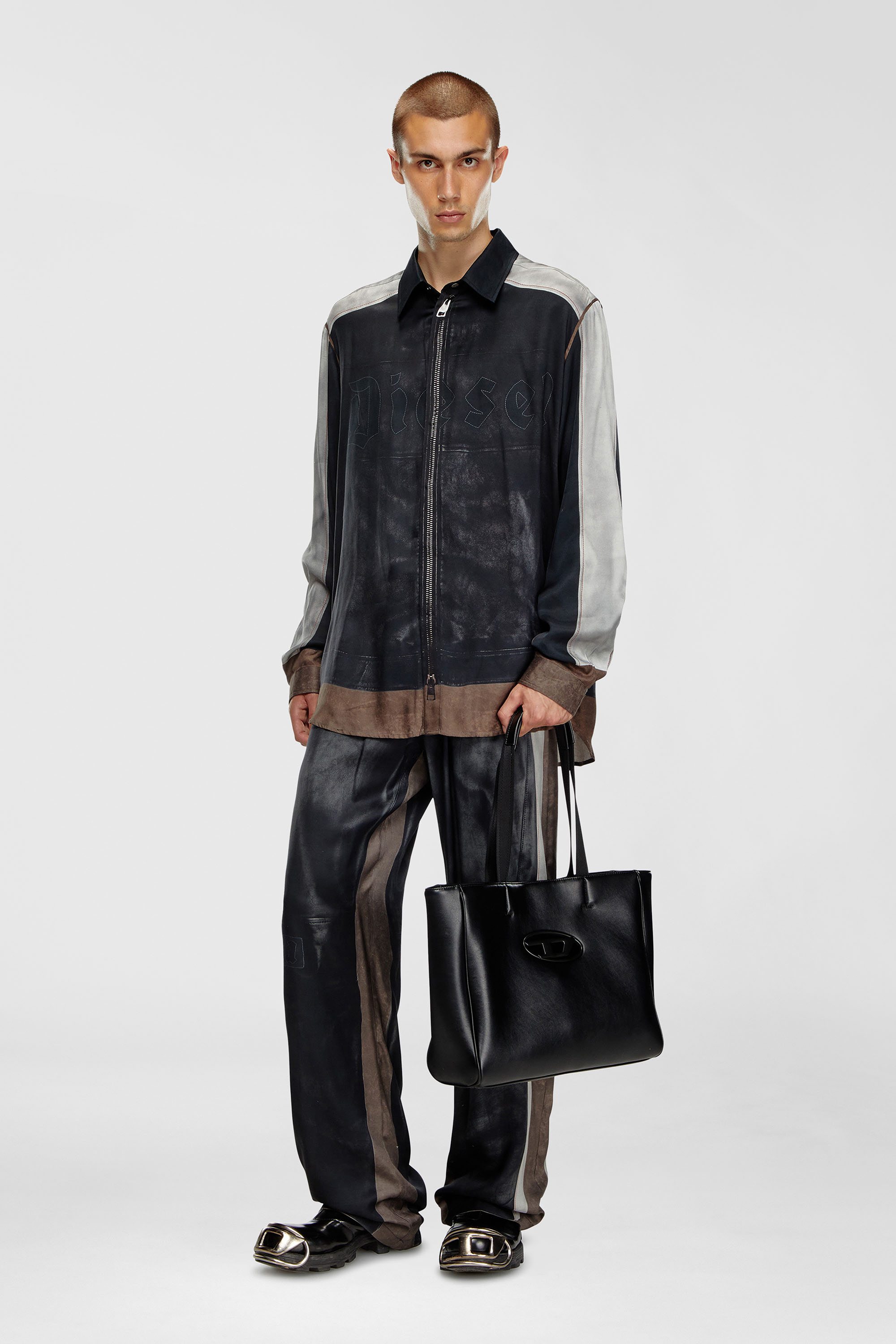 Diesel - HOLI-D SHOPPER EW, Unisex's Holi-D-Square shopper in bonded neoprene in Black - 1