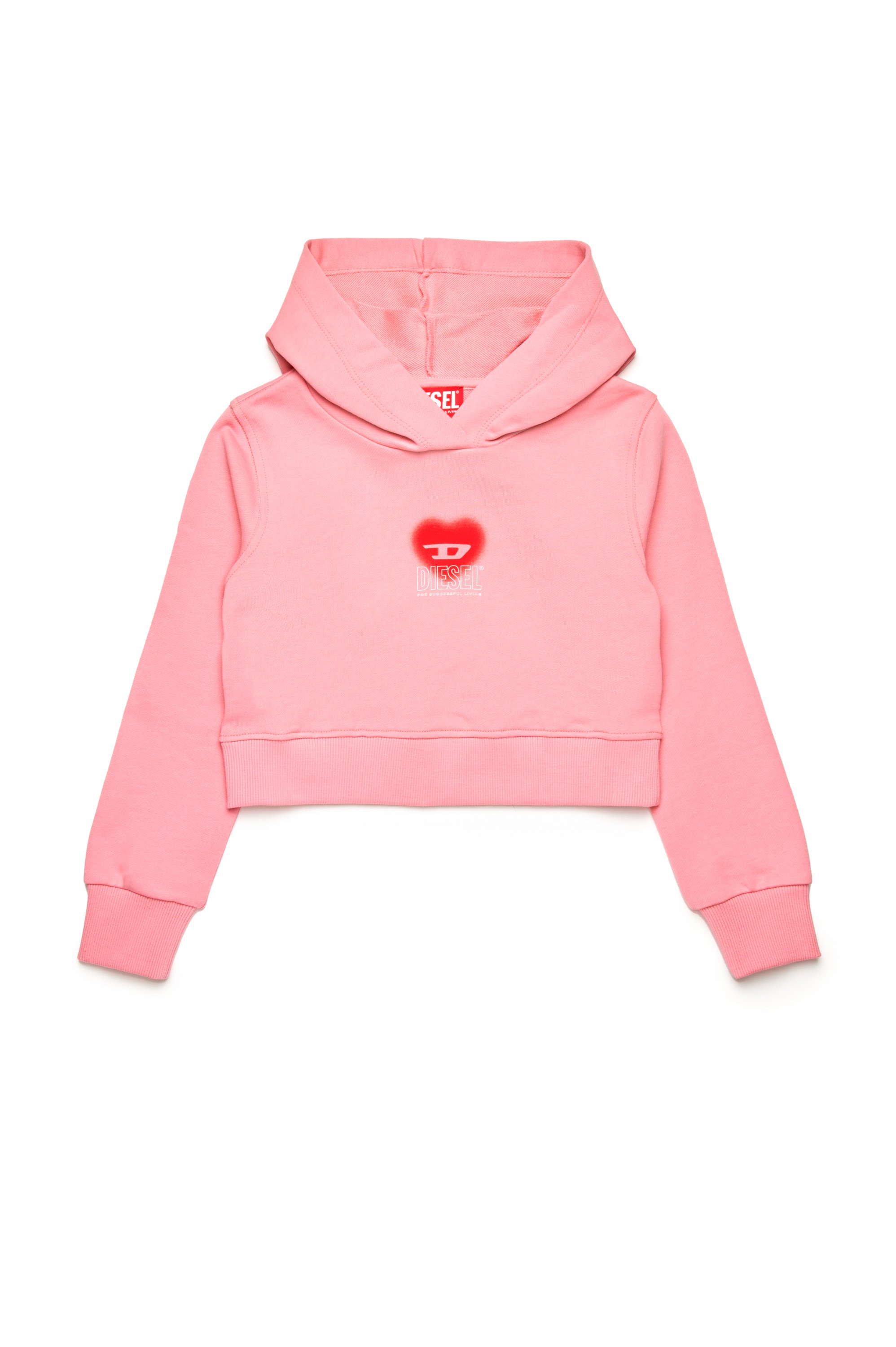 Diesel - SCUOREHOOD, Woman's Cropped hoodie with heart logo in Pink - 1