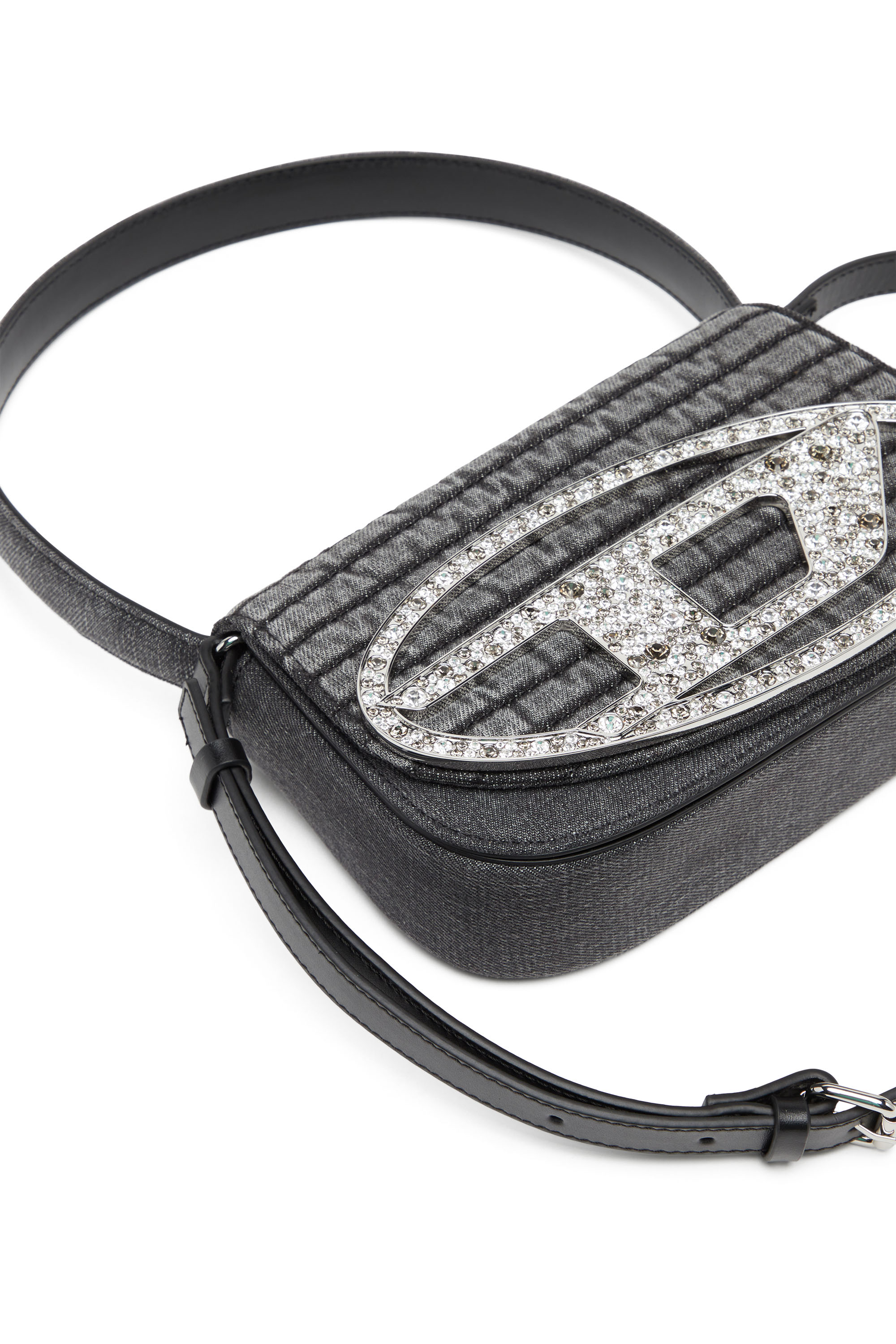 1DR, Black Diesel - 1DR, Woman's 1DR Shoulder Bag - Iconic shoulder bag in padded denim in Black - 5