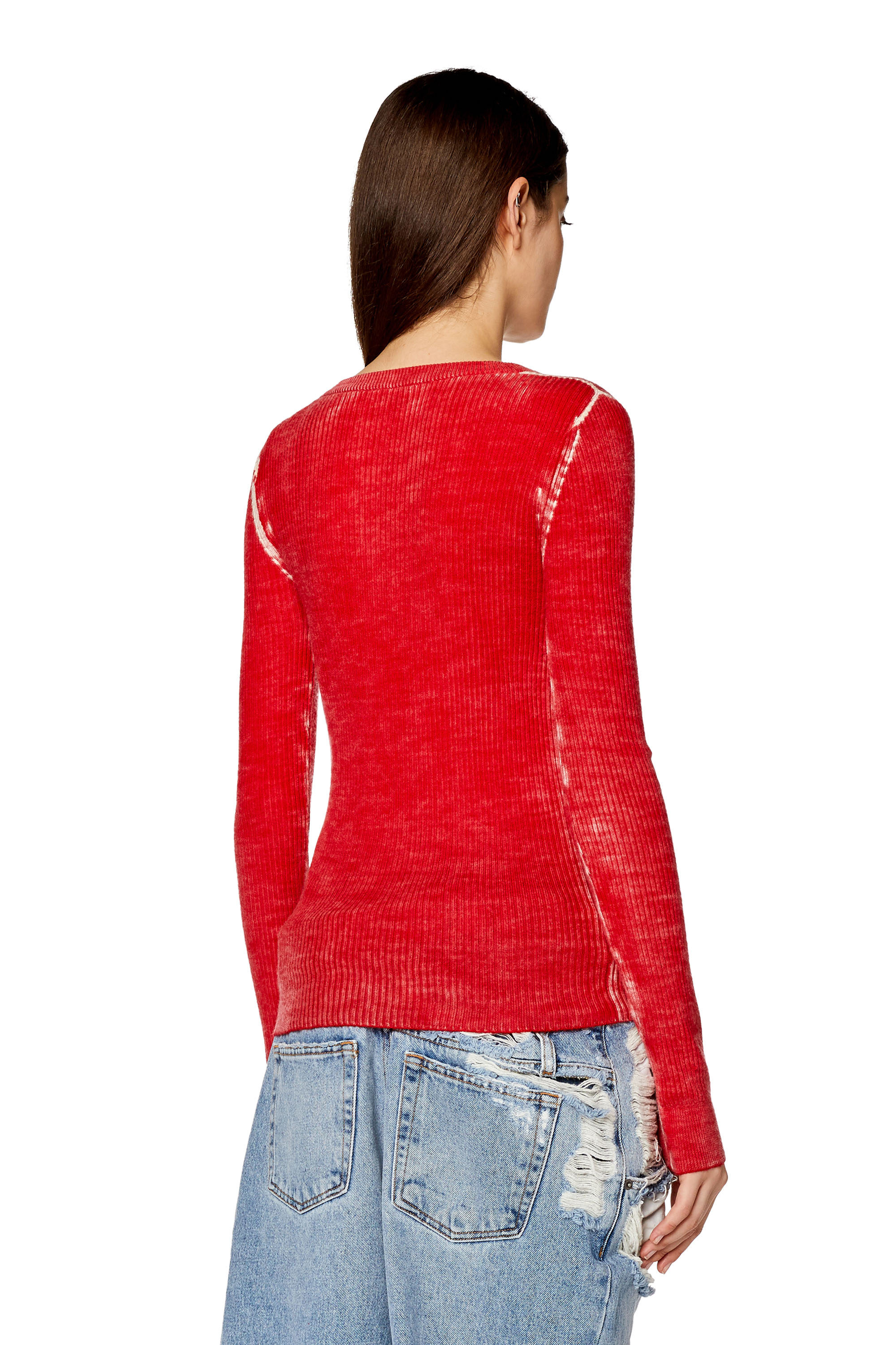 Diesel - M-ARITA, Woman Printed wool jumper with logo in Red - Image 4