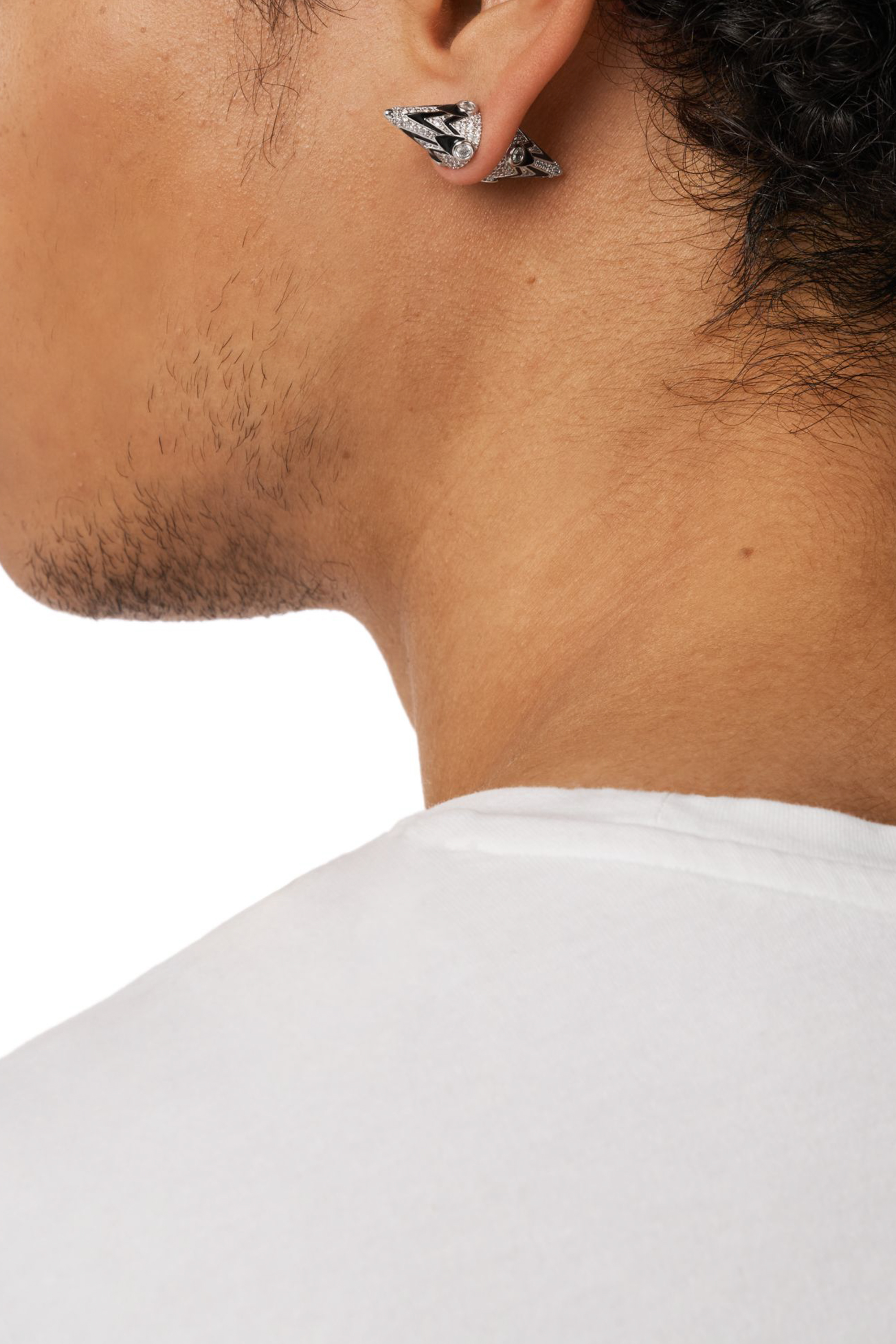 Diesel - DX1657931 JEWELLERY, Unisex's Two-tone brass stud earrings in Silver/Black - 4