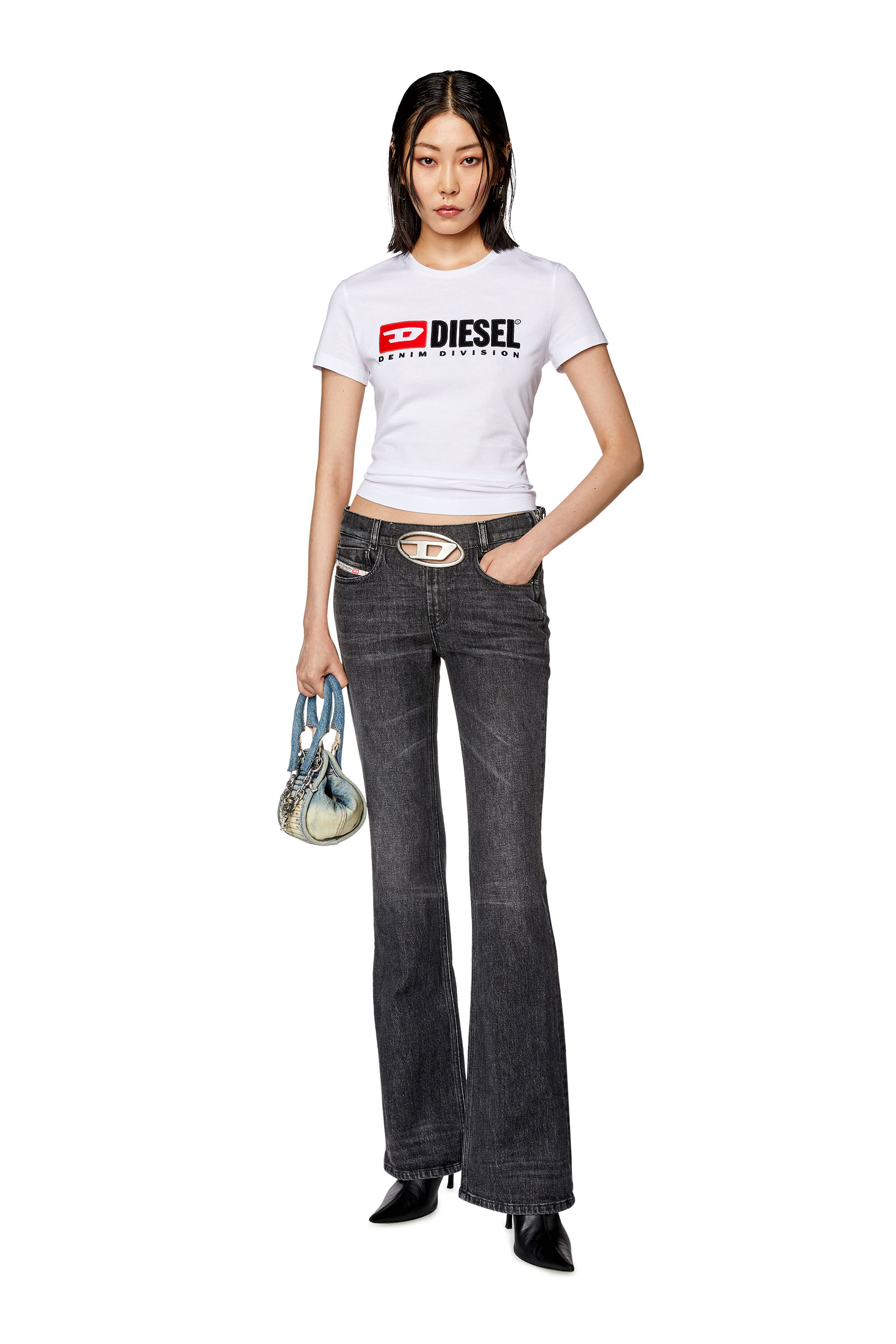 T-SLI-DIV, White Diesel - T-SLI-DIV, Woman's T-shirt with Diesel patches in White - 1