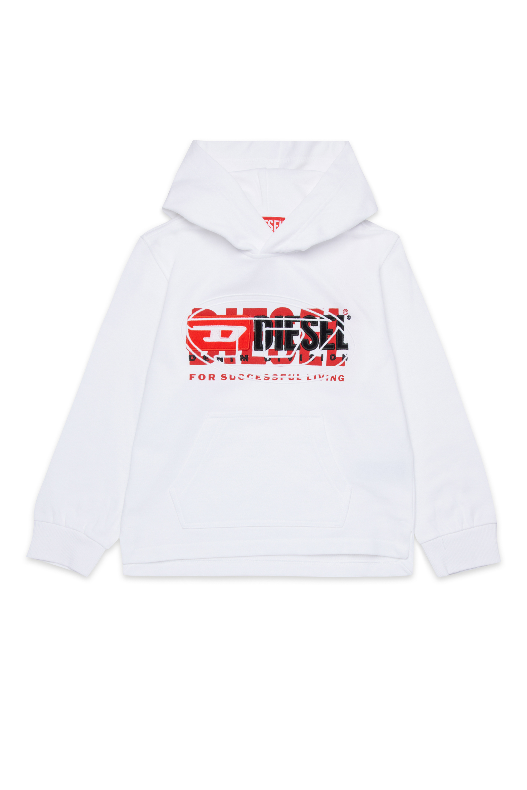 Diesel - SBAXTHOOD OVER, Man's Hoodie with superimposed logos in White - 1