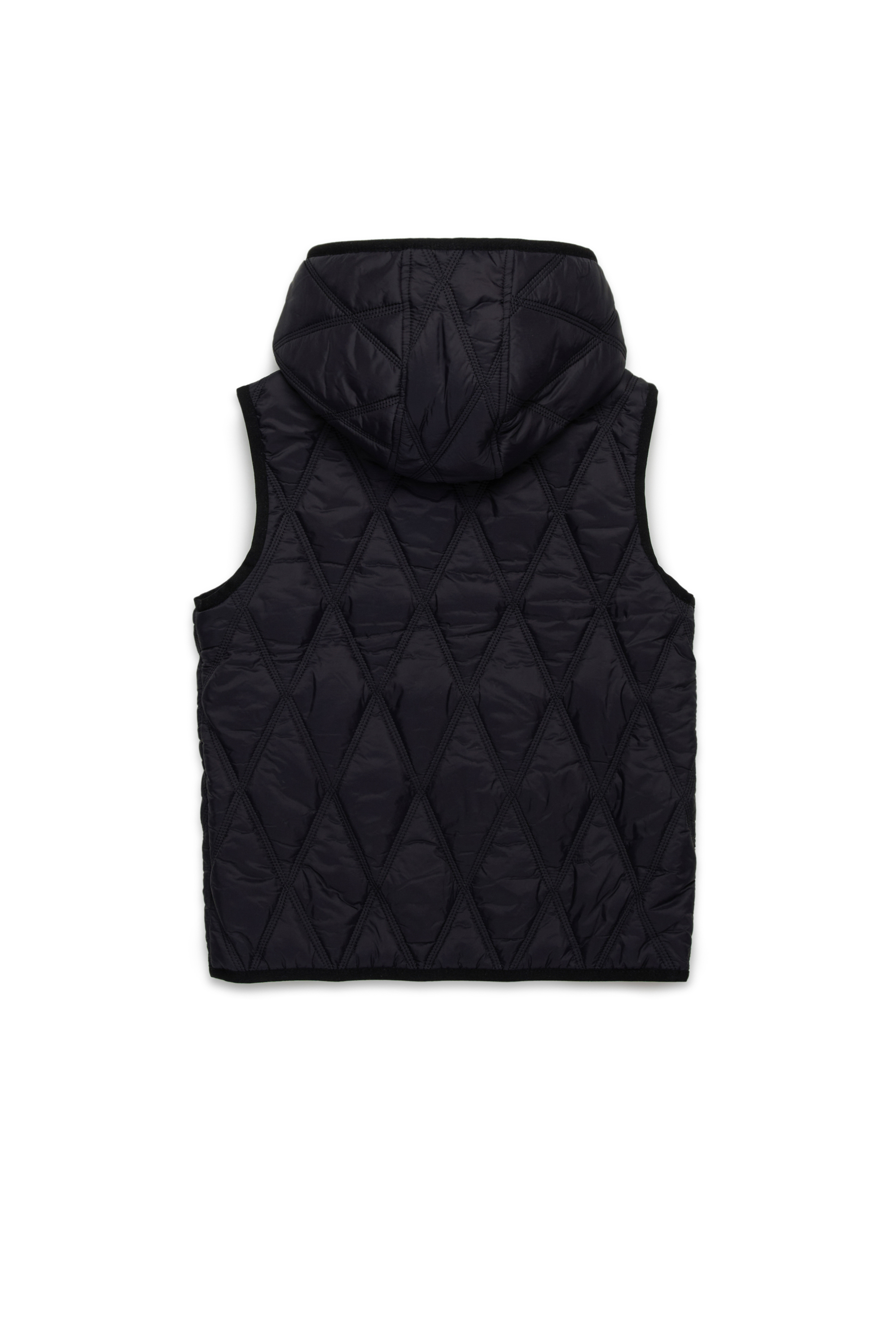 Diesel - JFOKKLOGO, Unisex's Hooded quilted nylon vest in Black - 2