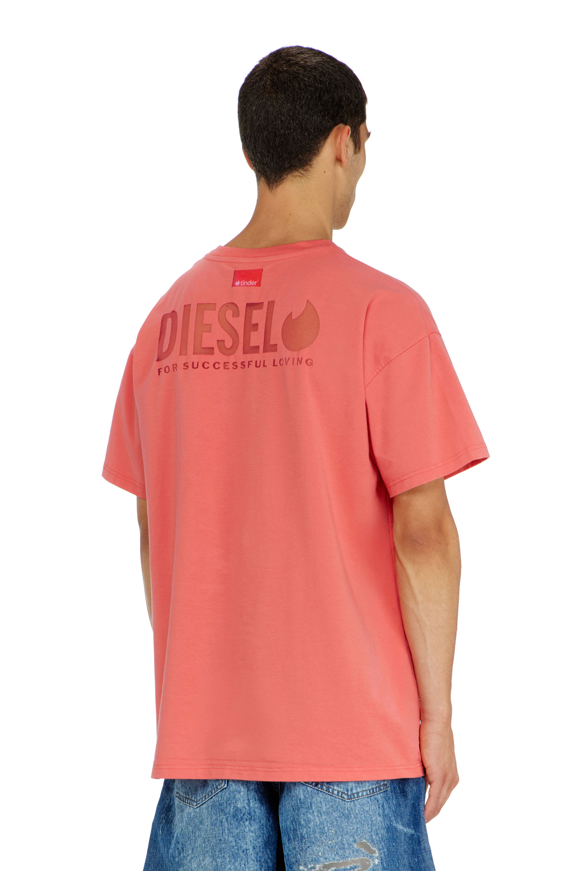 Diesel - PR-T-NORM-CHITIND-R, Unisex's T-shirt with transparent back logo in Coral Rose - 4
