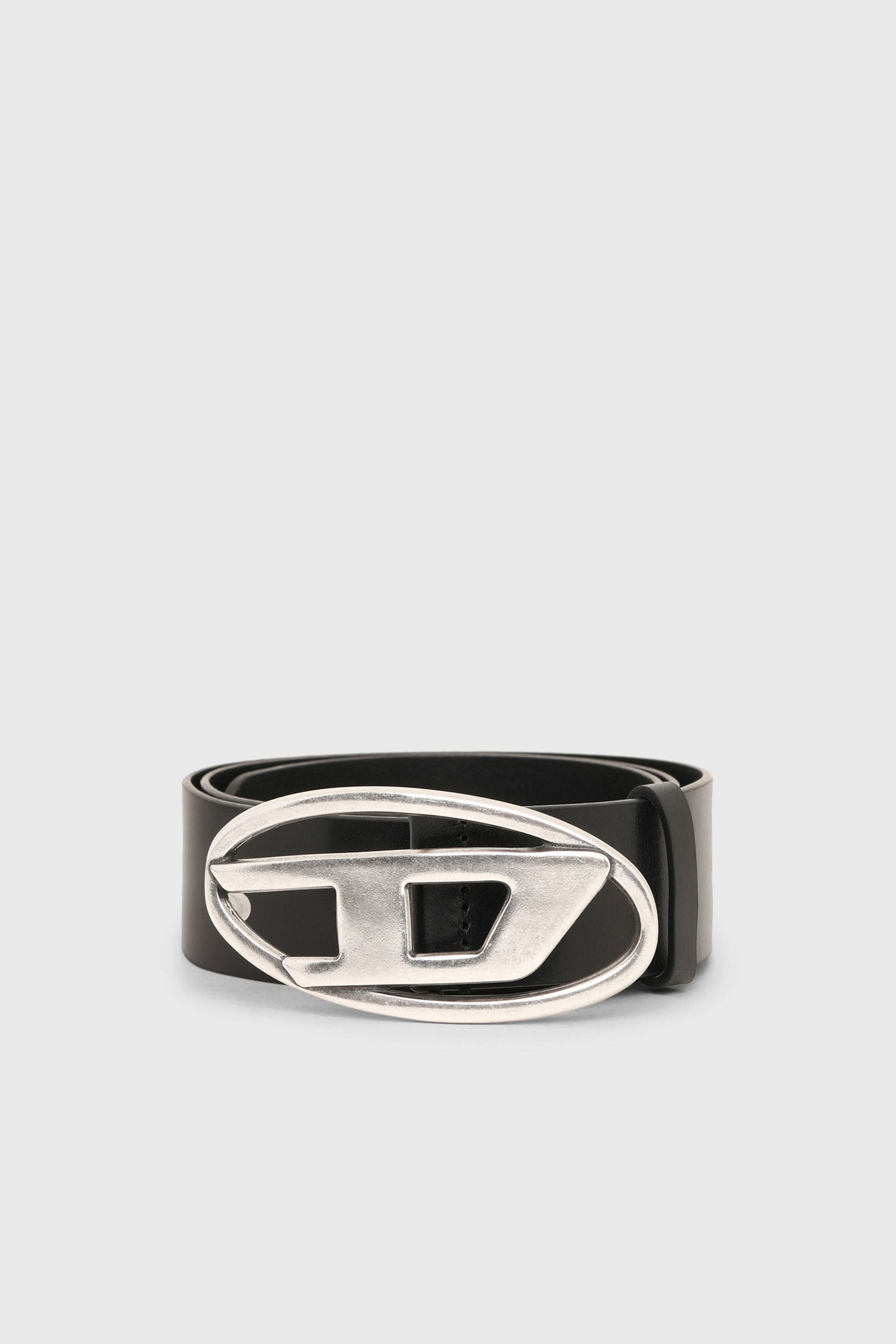 Diesel - B-1DR, Man's 3.9cm leather belt with D buckle in Black - 1