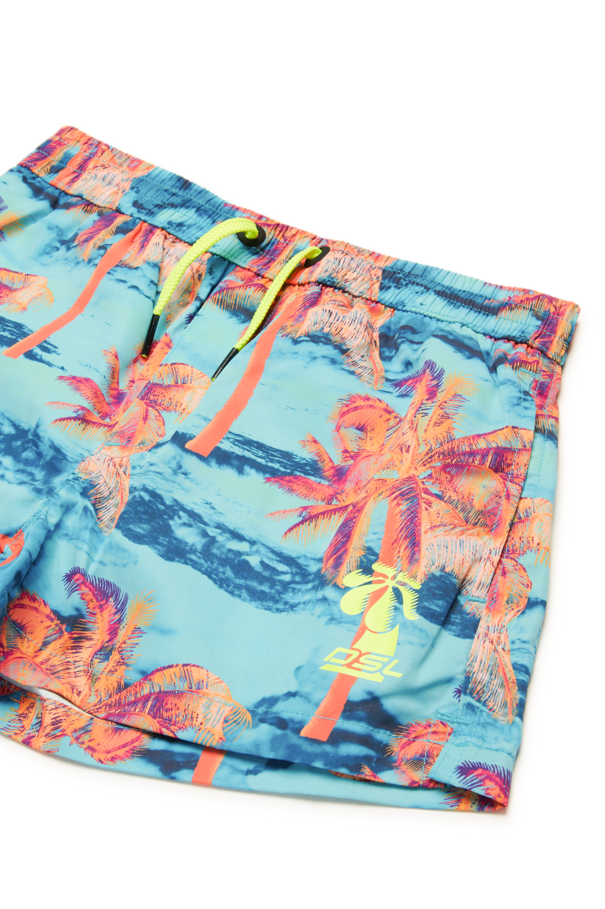 Diesel - MKEN37S, Man's Swim shorts with palm tree print in Multicolor/Blue - 3