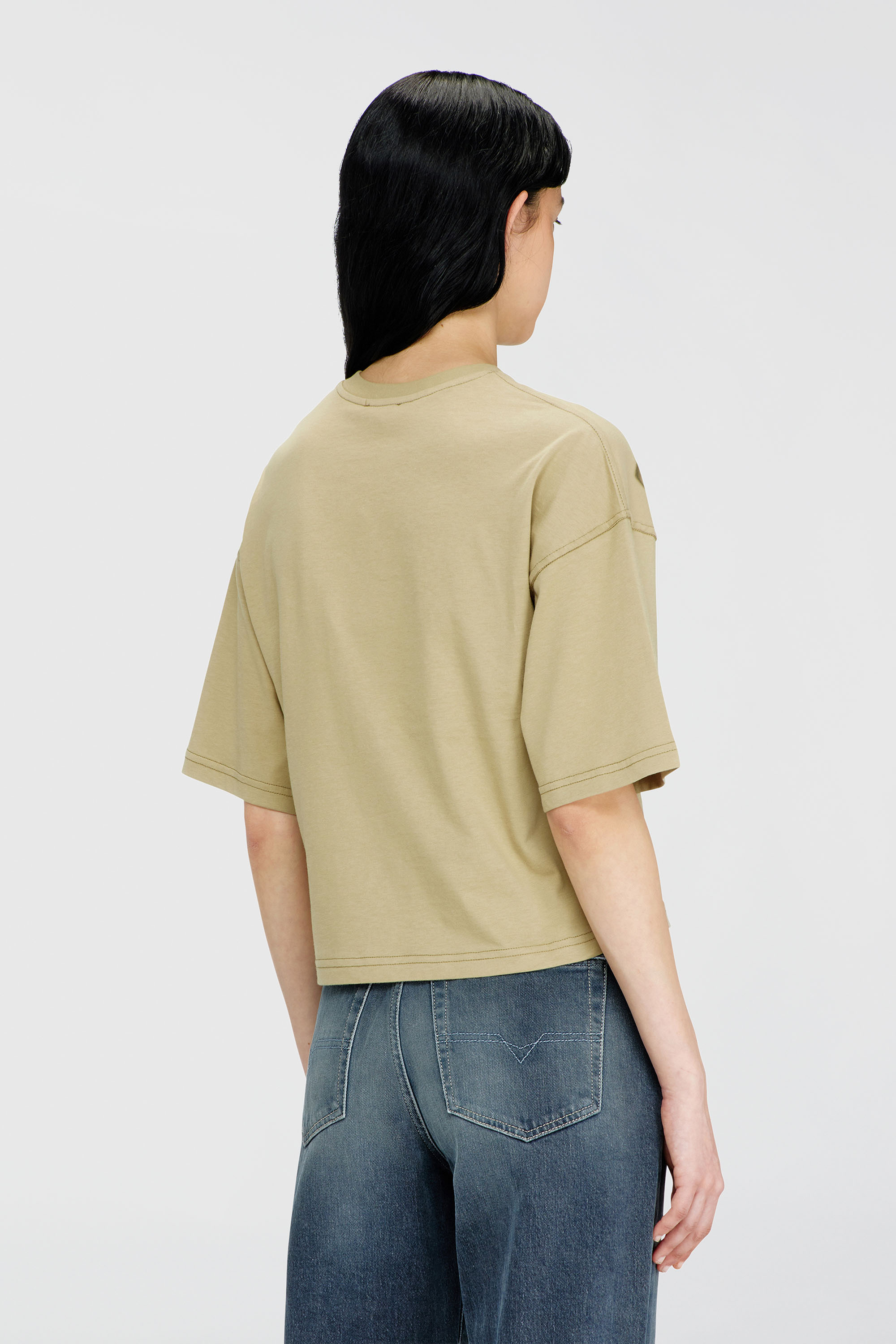 Diesel - T-CROPYN-AA1, Woman's Cropped T-shirt with digital print in Green - 4