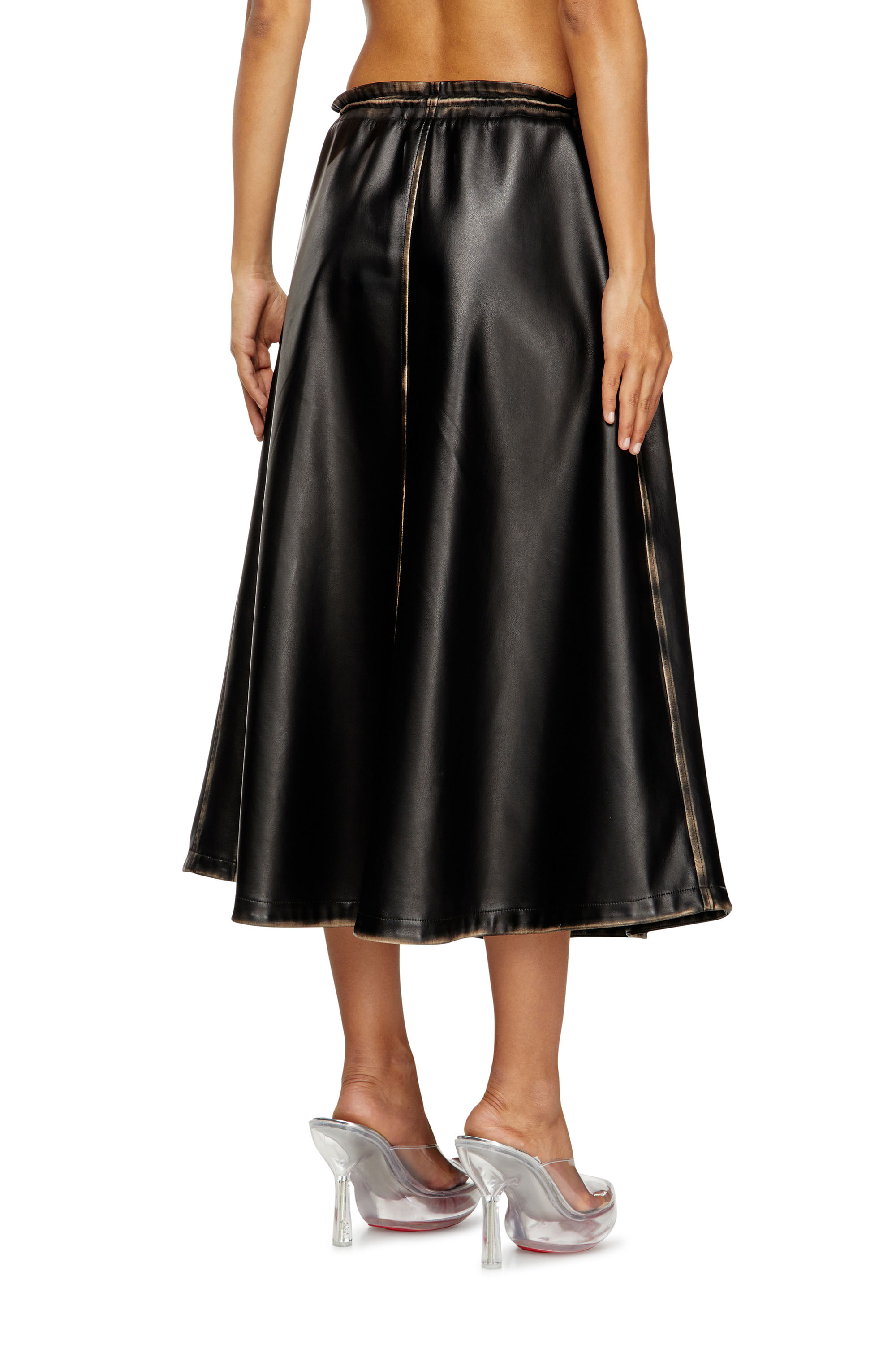 O-BLIVION, Black/Brown Diesel - O-BLIVION, Woman's Skirt in treated technical fabric in Black/Brown - 4