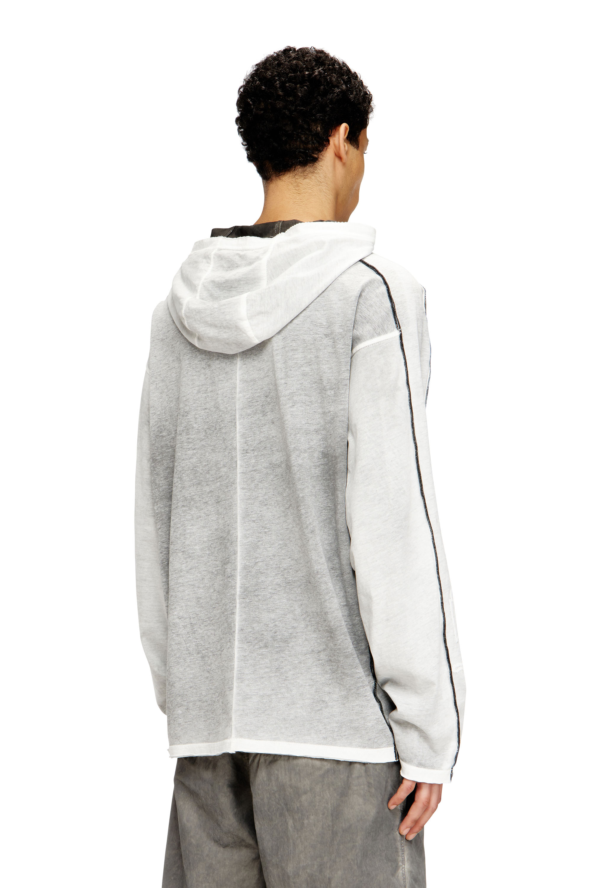 Diesel - T-RIVEN-LS-HOOD, Man's Cotton hoodie with colour spray in Grey/White - 4