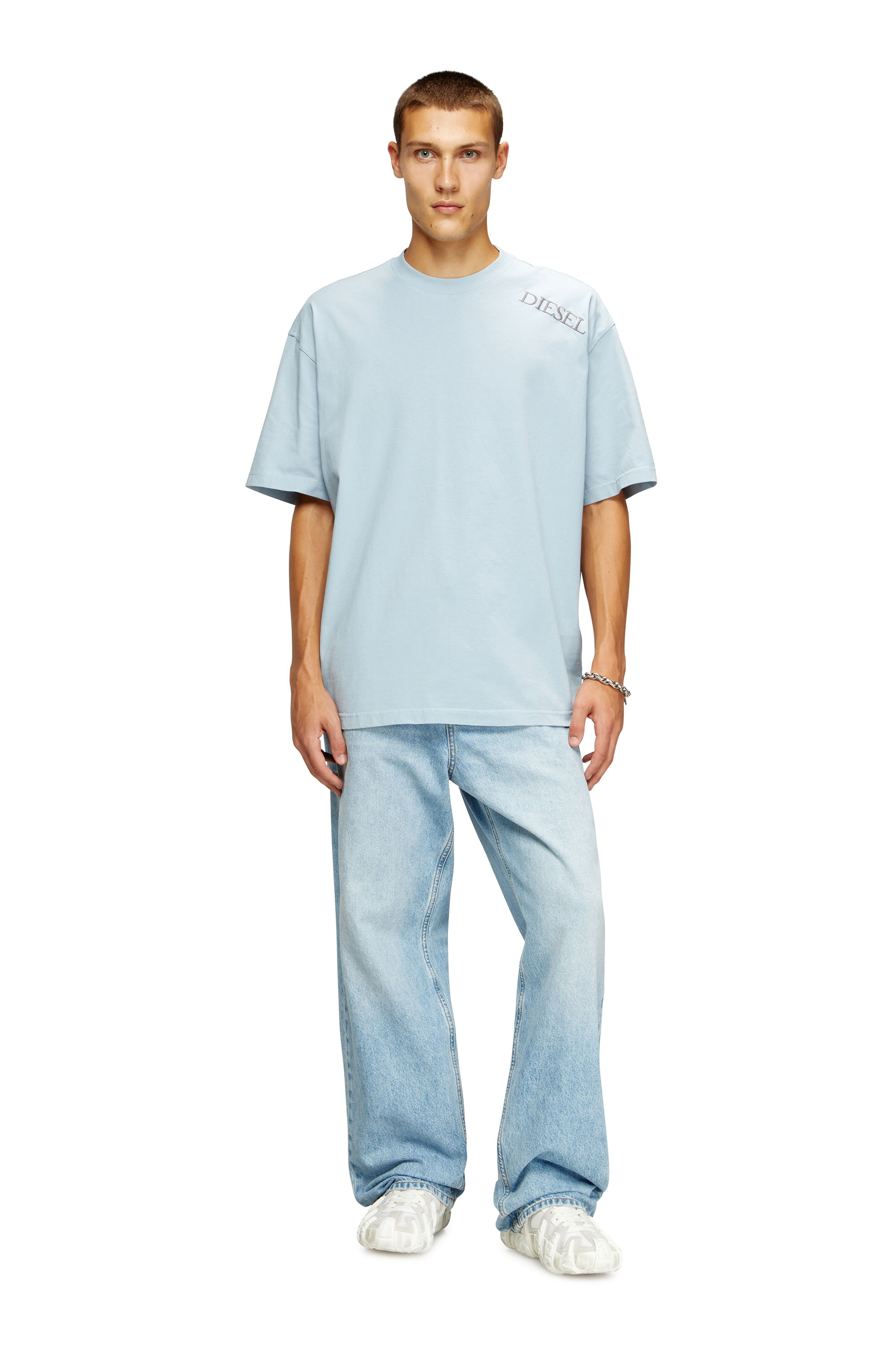 T-BOGGY-T5, Light Blue Diesel - T-BOGGY-T5, Man's Loose fit t-shirt with graphic print and logo in Light Blue - 1
