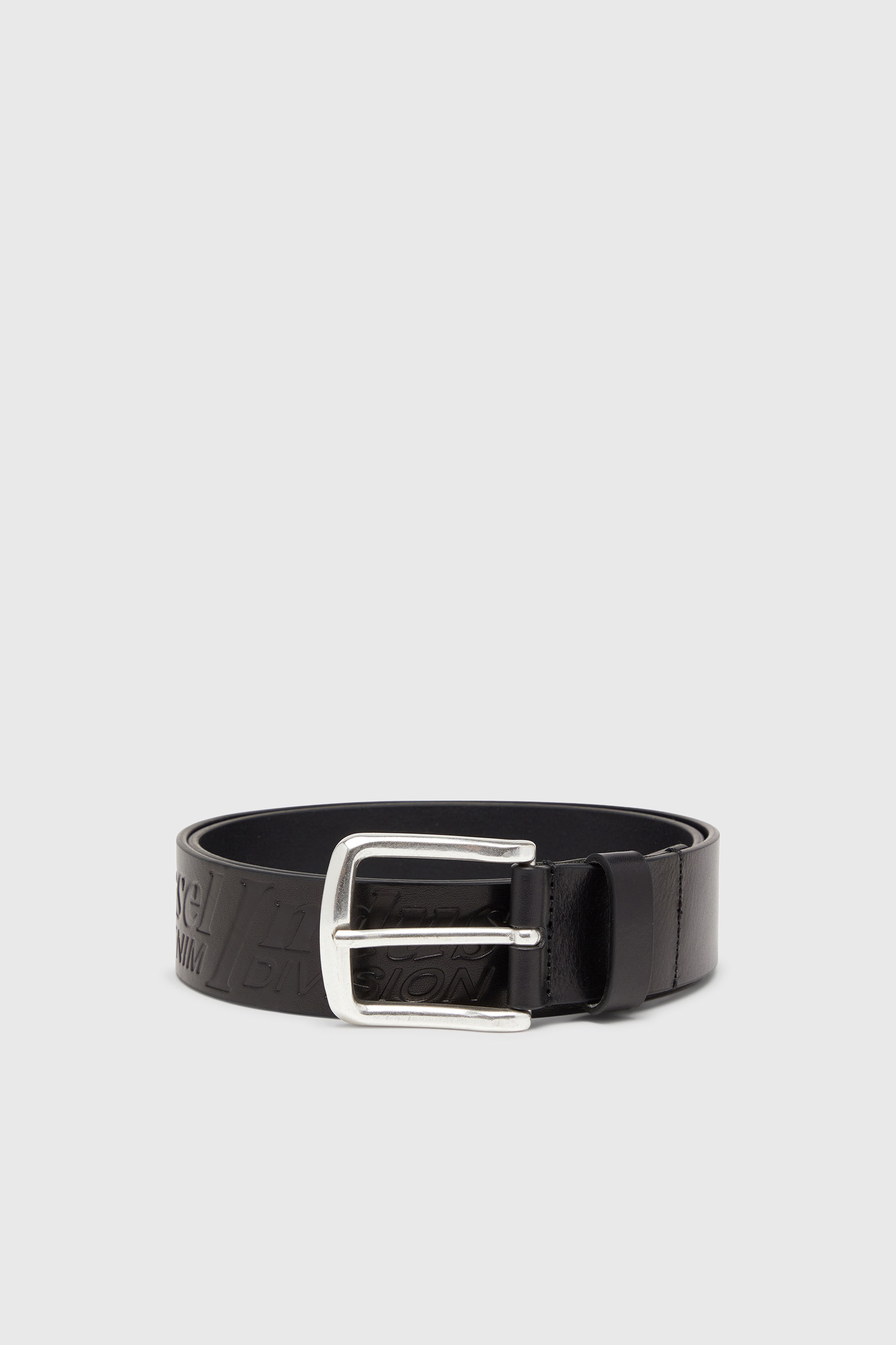 Diesel - B-FLAG-D EMBOSSED, Man's 4 cm leather belt with engraved logo in Black - 1