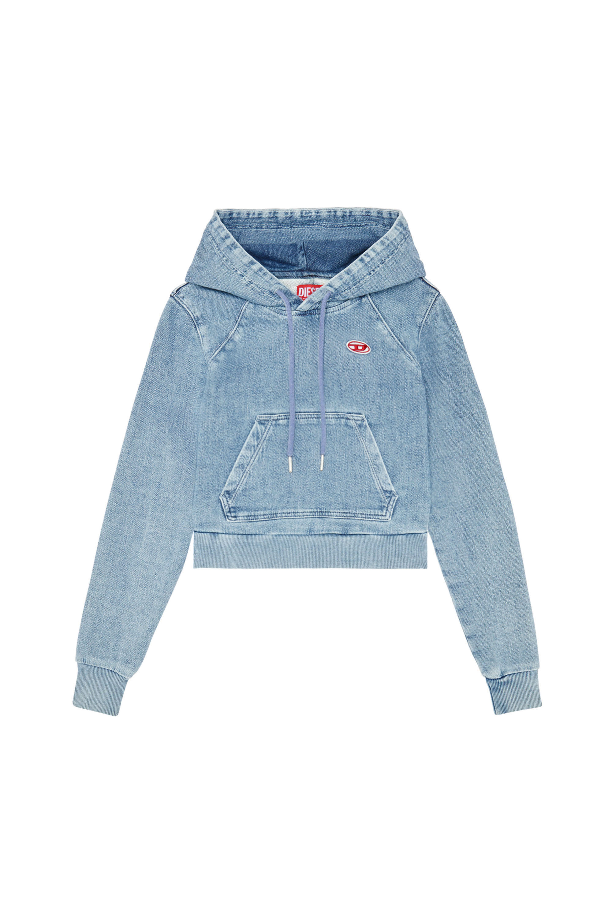 D-ANGY TRACK DENIM HOODIE, Light Blue - Sweaters