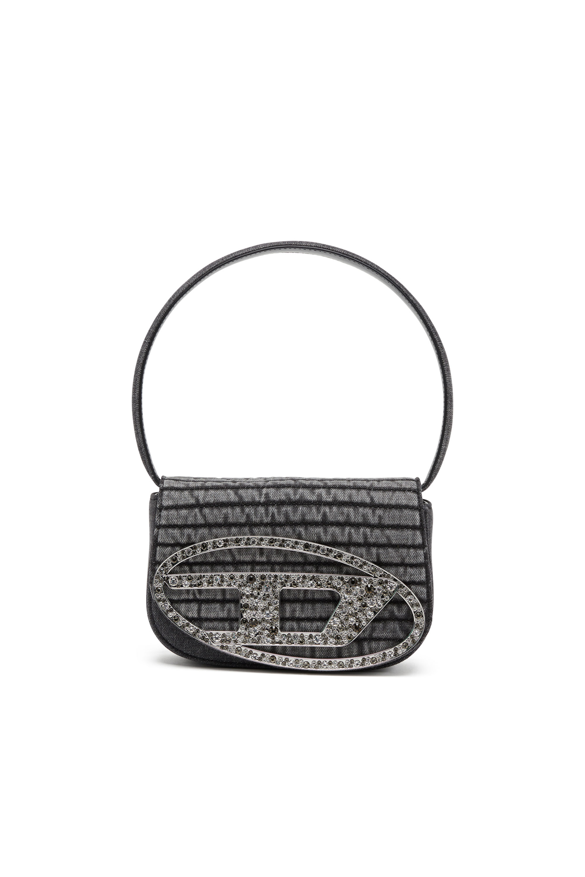 1DR, Black Diesel - 1DR, Woman's 1DR Shoulder Bag - Iconic shoulder bag in padded denim in Black - 1