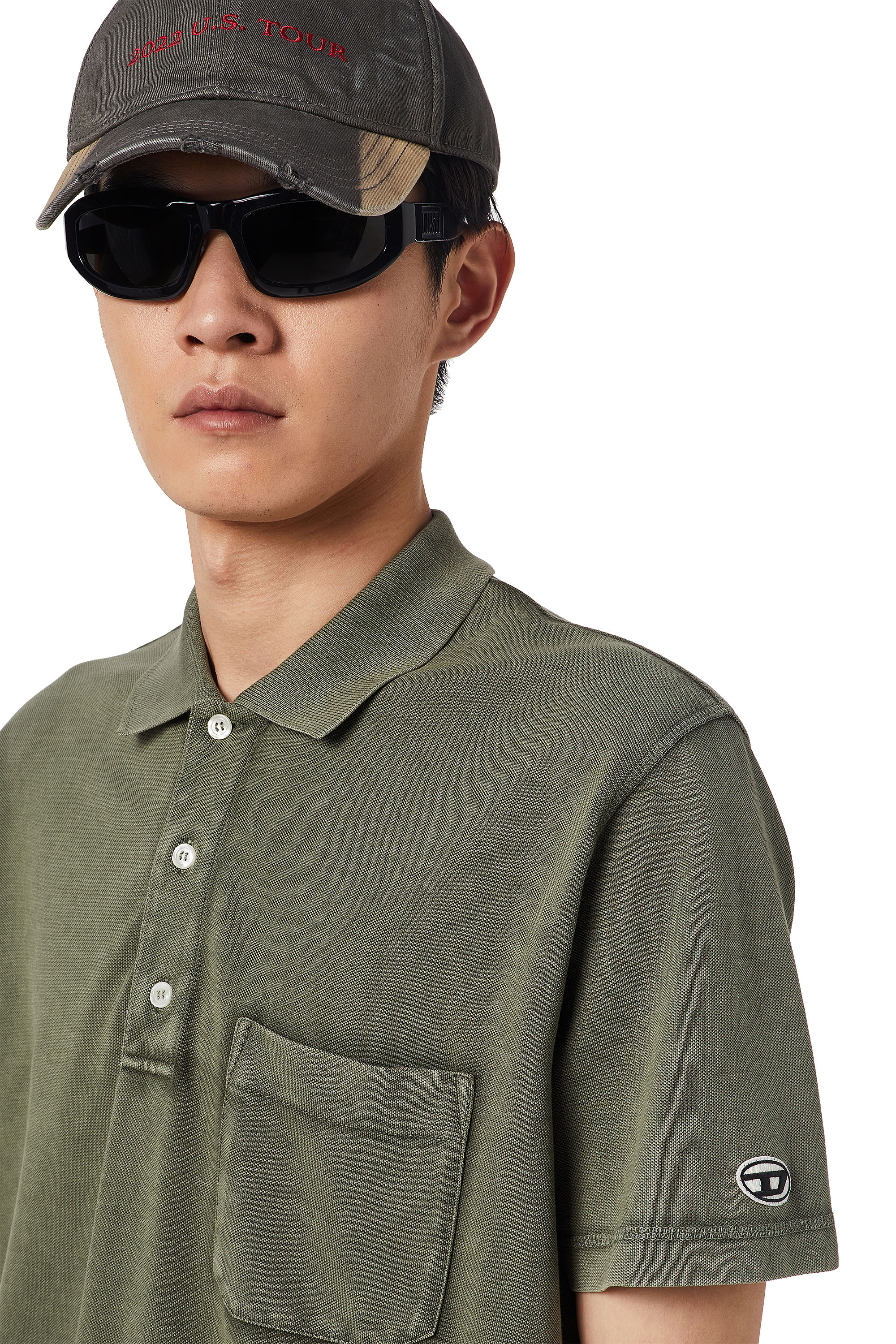 Diesel - T-POLO-WORKY-DOV-PE, Olive Green - Image 4