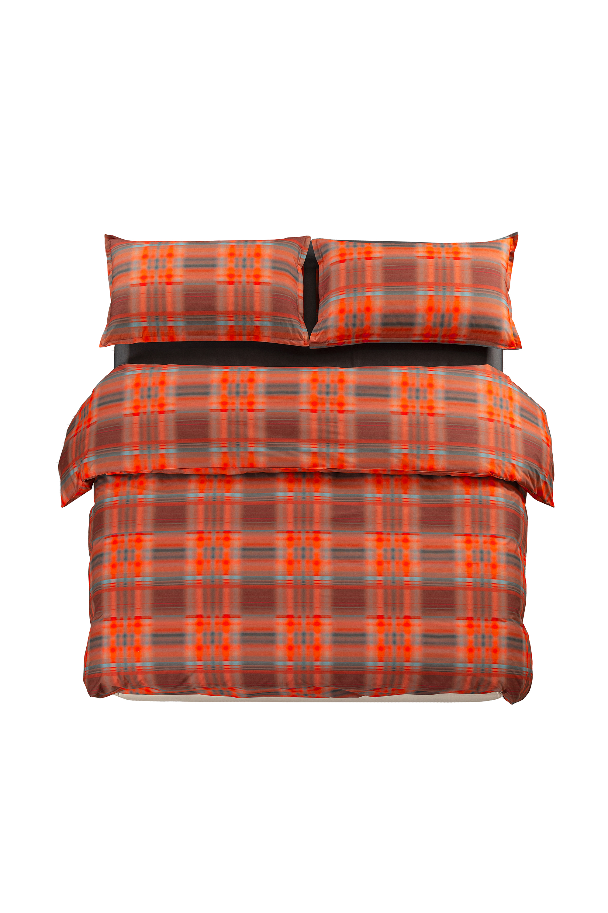 1016333  HAZY TARTAN DUVET COVER SET FOR, Orange