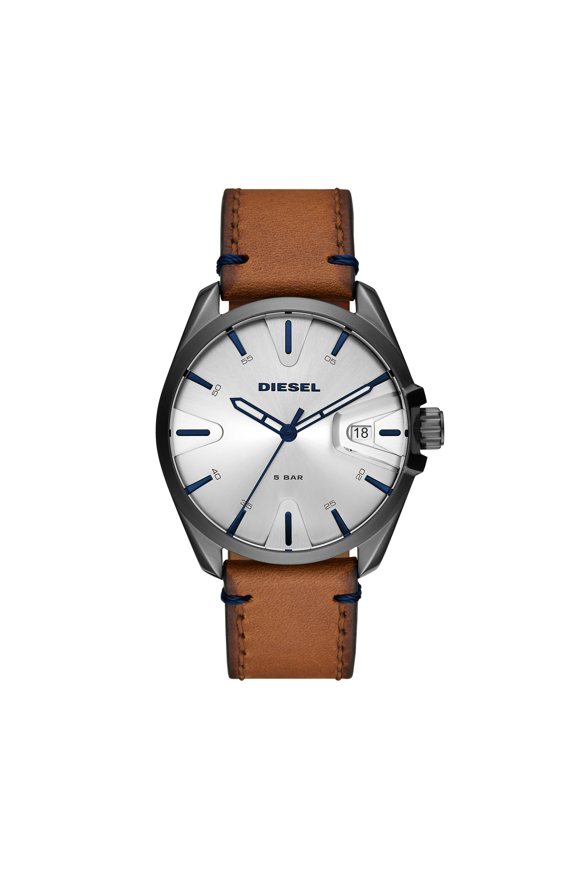 Diesel - DZ1903, Man's MS9 Three-Hand Brown Leather Watch in Brown - 1
