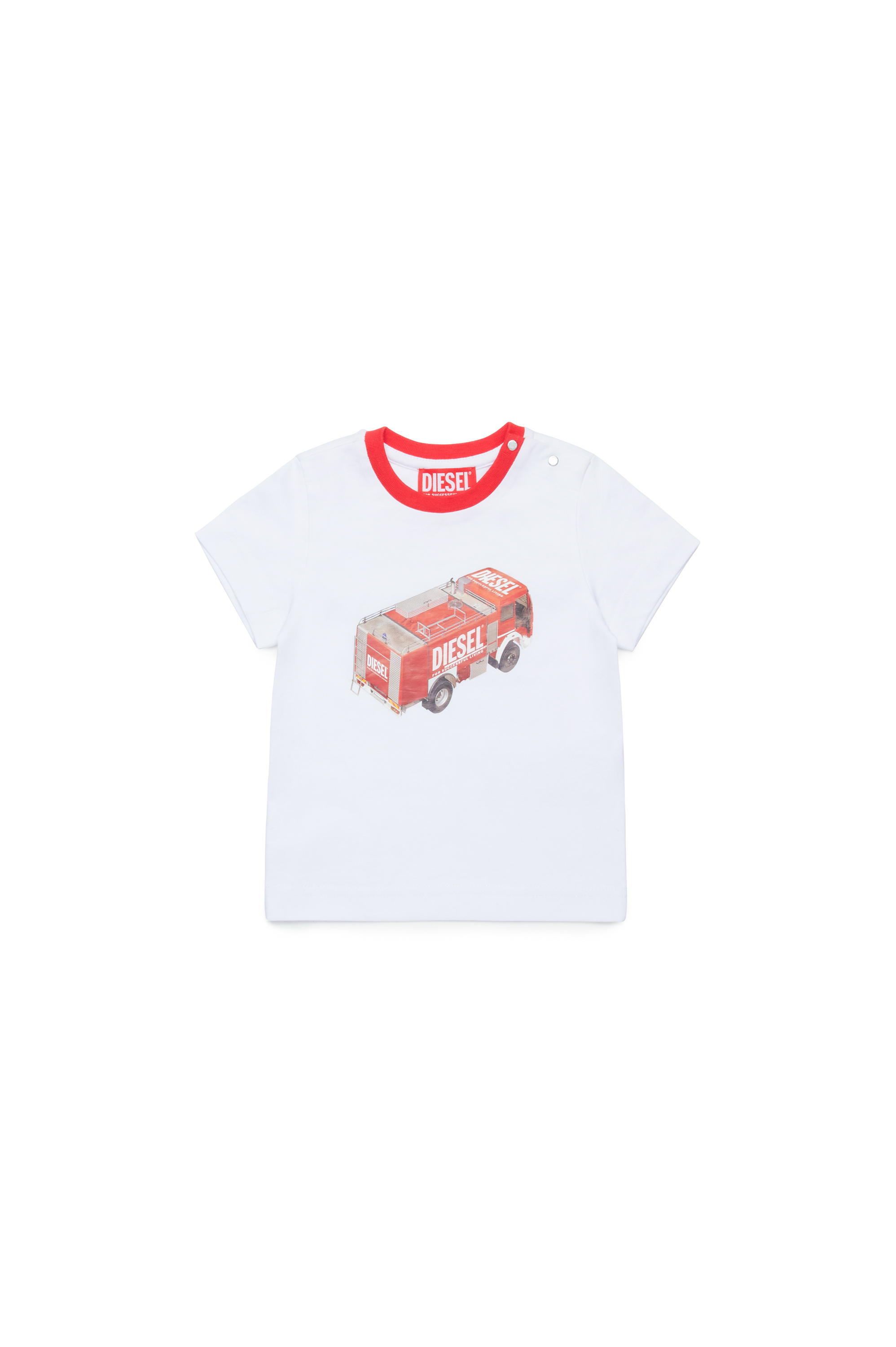 Diesel - MTAB, Man's T-shirt with fire truck print in White - 1