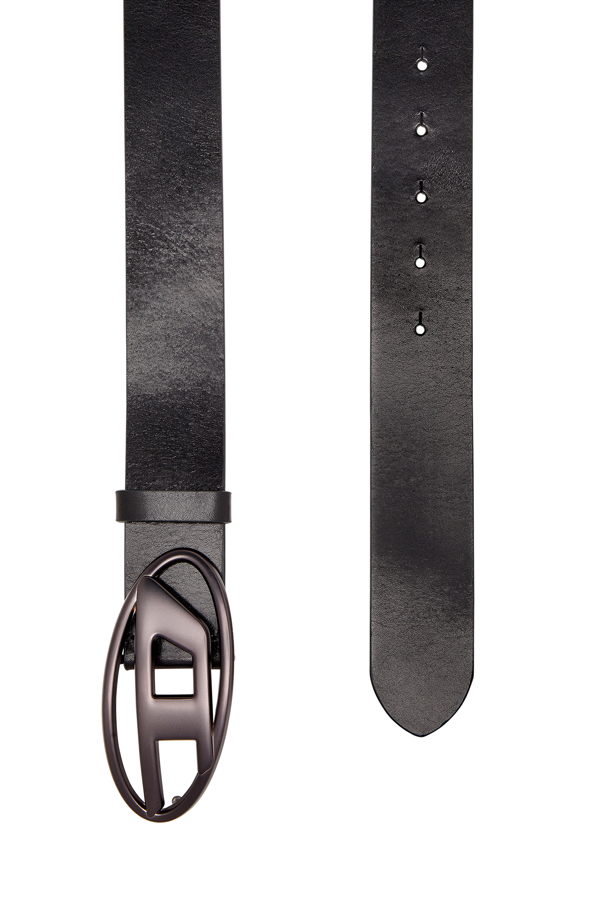 Diesel - B-1DR, Unisex's Leather belt with metallic Oval D buckle in Black - 2