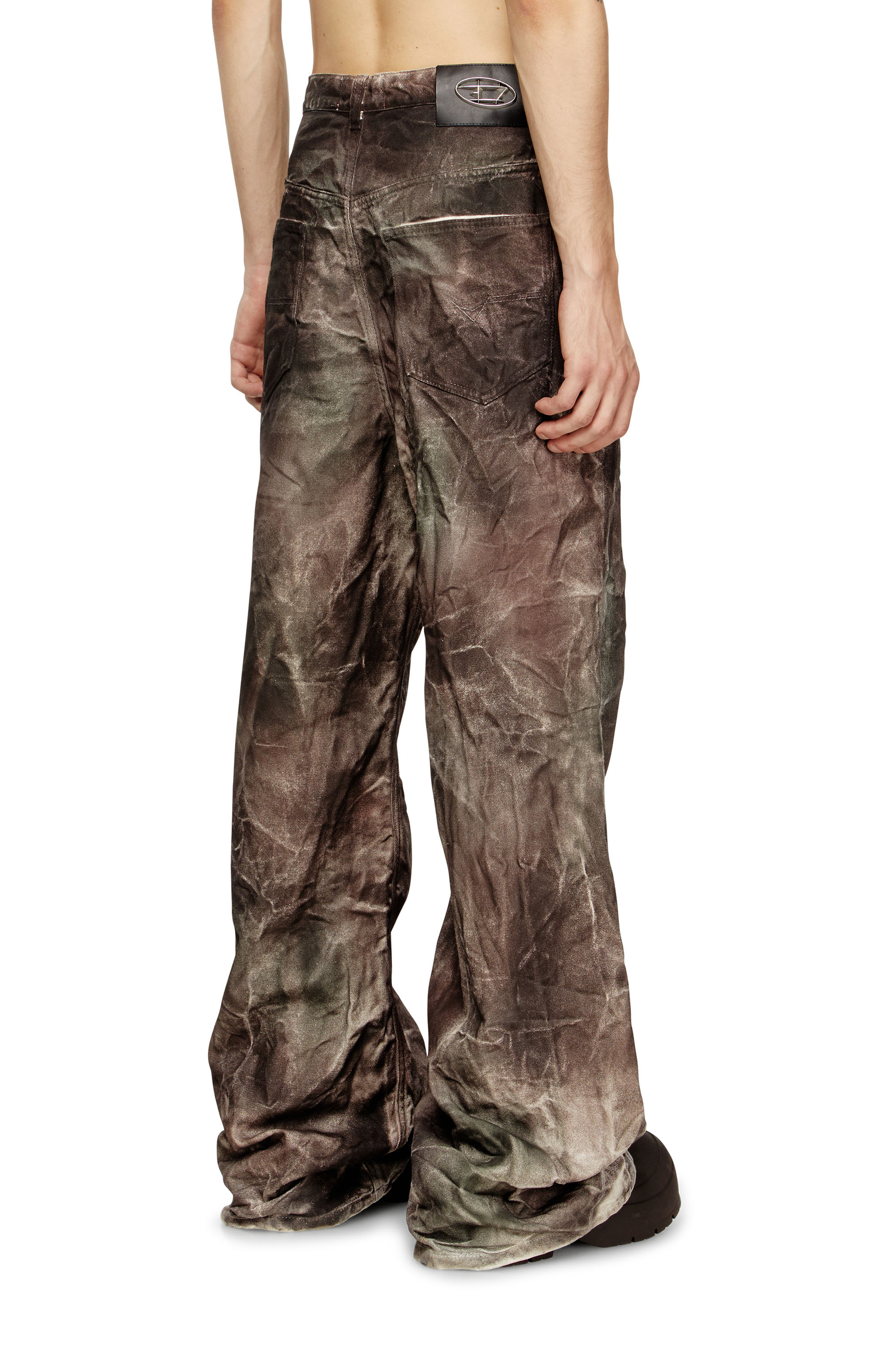 P-THUG-PANT, Brown/Green Diesel - P-THUG-PANT, Unisex's Pants in crinkled camo canvas in Brown/Green - 4