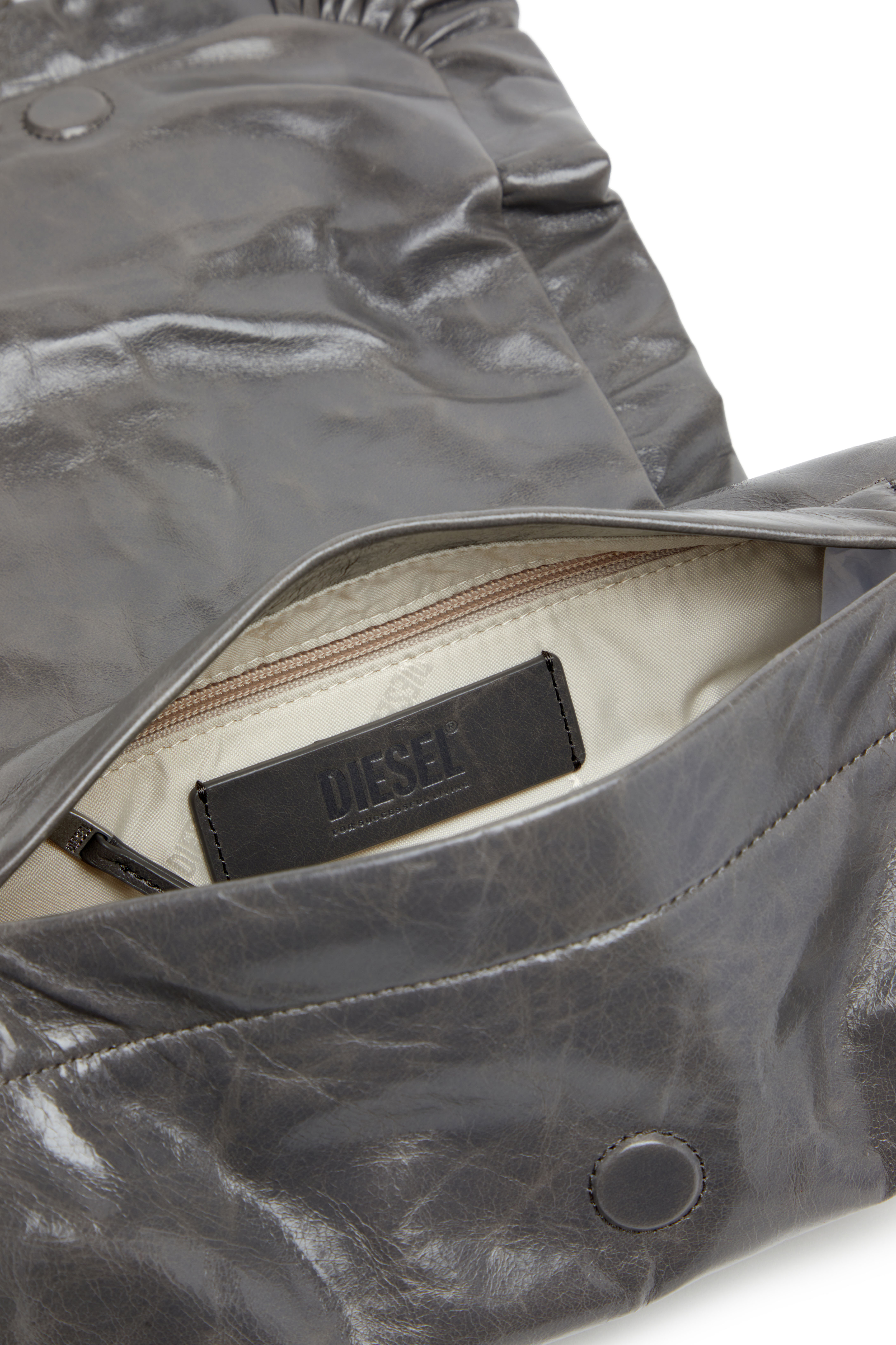 SCRUNCH-D SHOULDER S, Grey Diesel - SCRUNCH-D SHOULDER S, Woman's Scrunch-D S-Shoulder bag in scrunched leather in Grey - 3