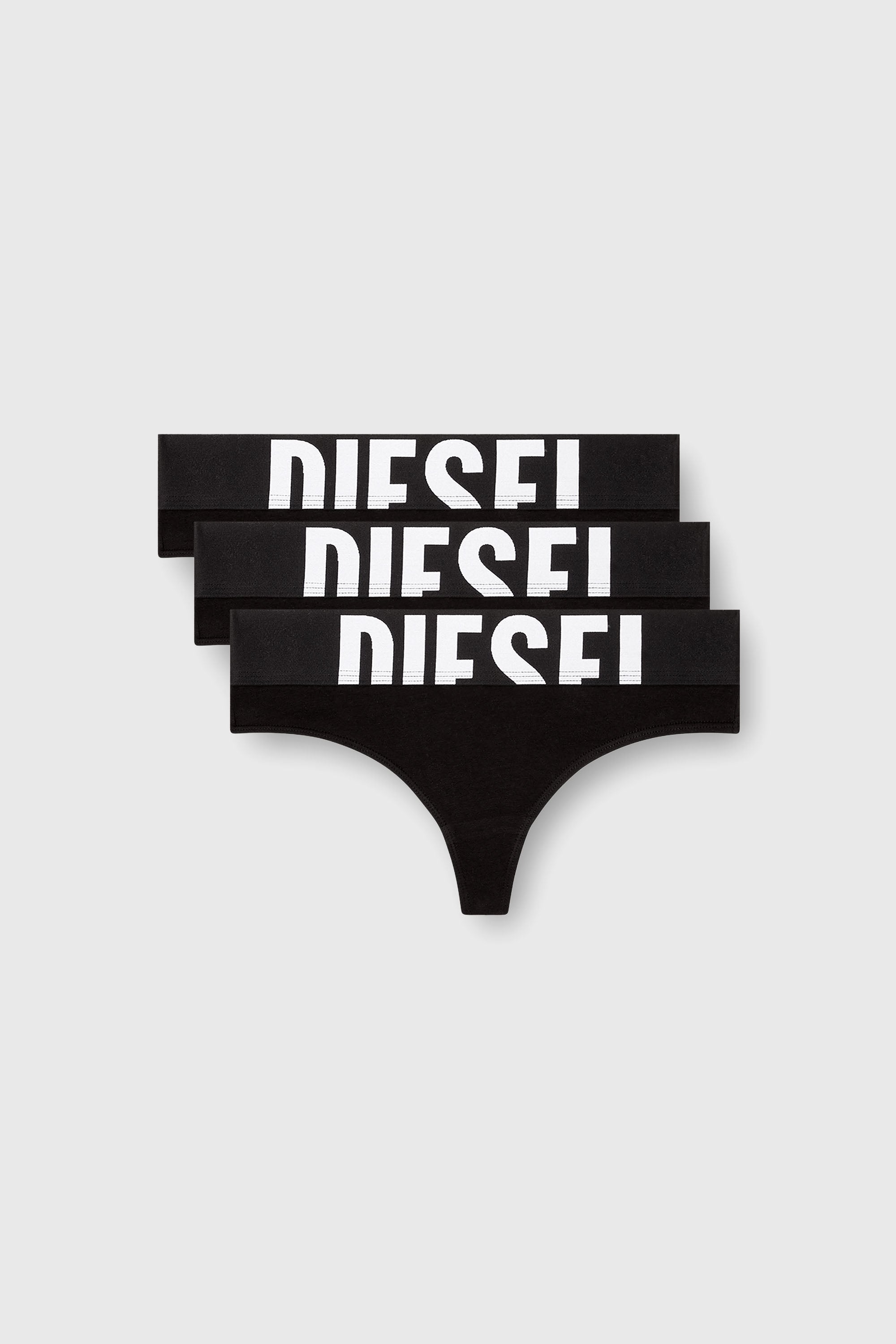 Diesel - UFST-STARS-THREEPACK, Woman's Three-pack thongs with cut-off logo in Black - 1